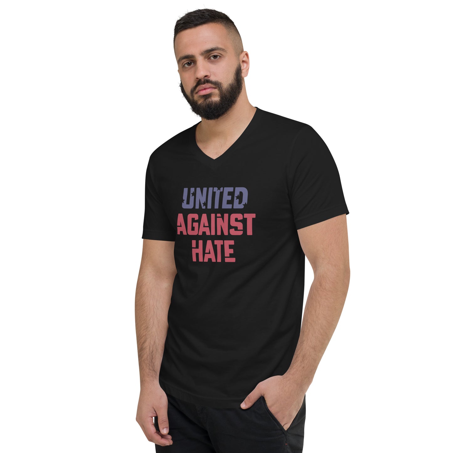 United Against Hate - V-Neck T-Shirt - Supporting Black Lives Matter and Equal Rights for All Americans Shirts & Tops Woke American Apparel