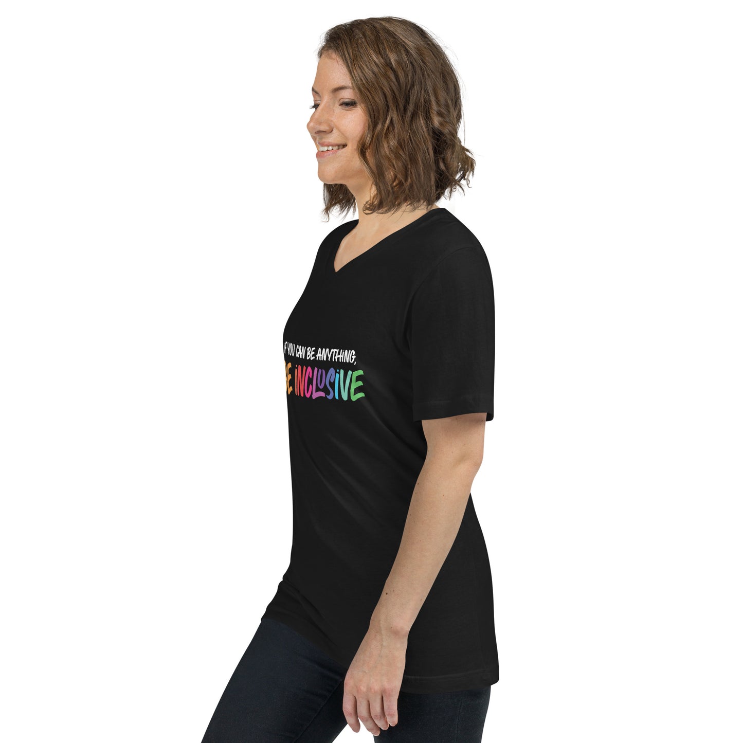 Be Inclusive - Unisex V-Neck T-Shirt - Supporting Equal Rights for All Americans Shirts & Tops Woke American Apparel