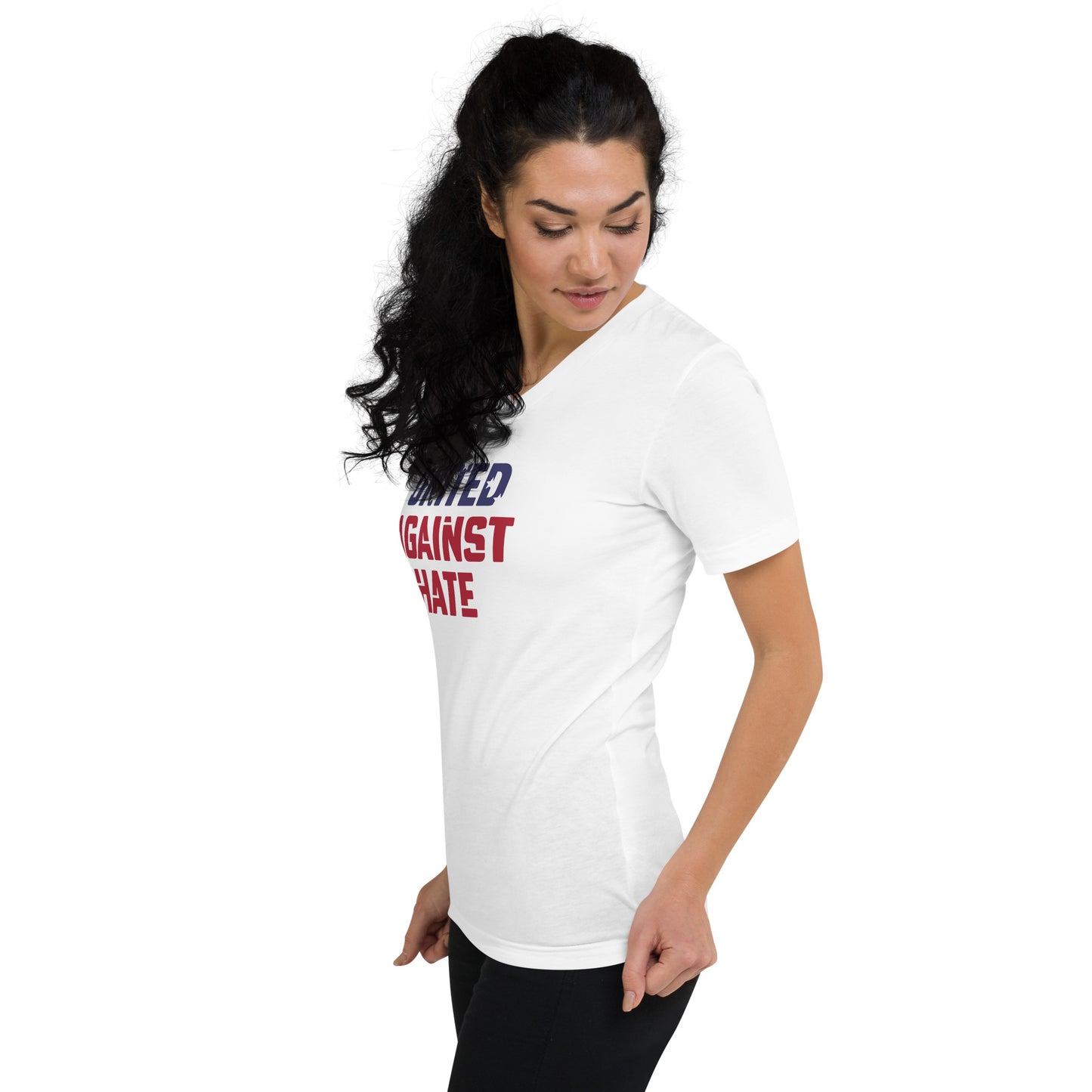 United Against Hate - V-Neck T-Shirt - Supporting Black Lives Matter and Equal Rights for All Americans Shirts & Tops Woke American Apparel