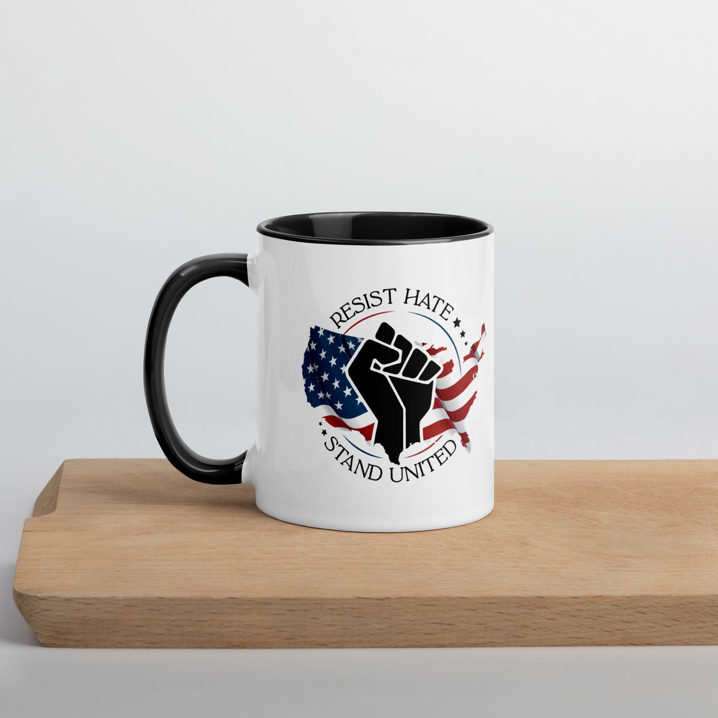 Resist Hate, Stand United - Mug - Supporting Black Lives Matter and Equal Rights for All Americans Mugs Woke American Apparel