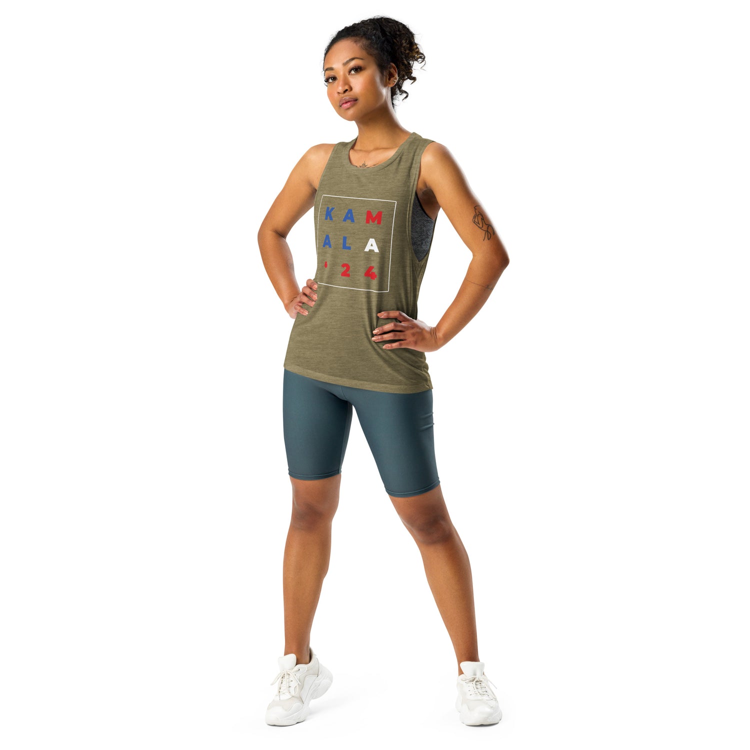 Kamala '24 Flag - Ladies’ Muscle Tank - Supporting the Next U.S. President Shirts & Tops Woke American Apparel