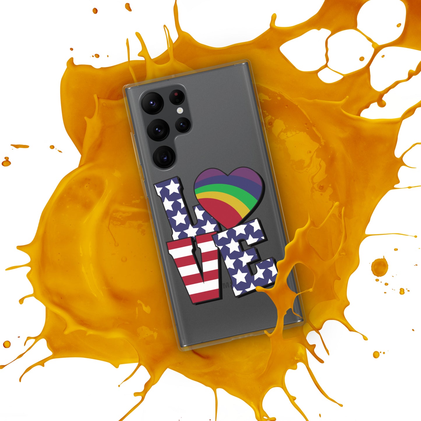 Old Glory Love with Rainbow Heart - Samsung® Phone Case - Supporting Equal Rights for All Americans Mobile Phone Cases Woke American Apparel