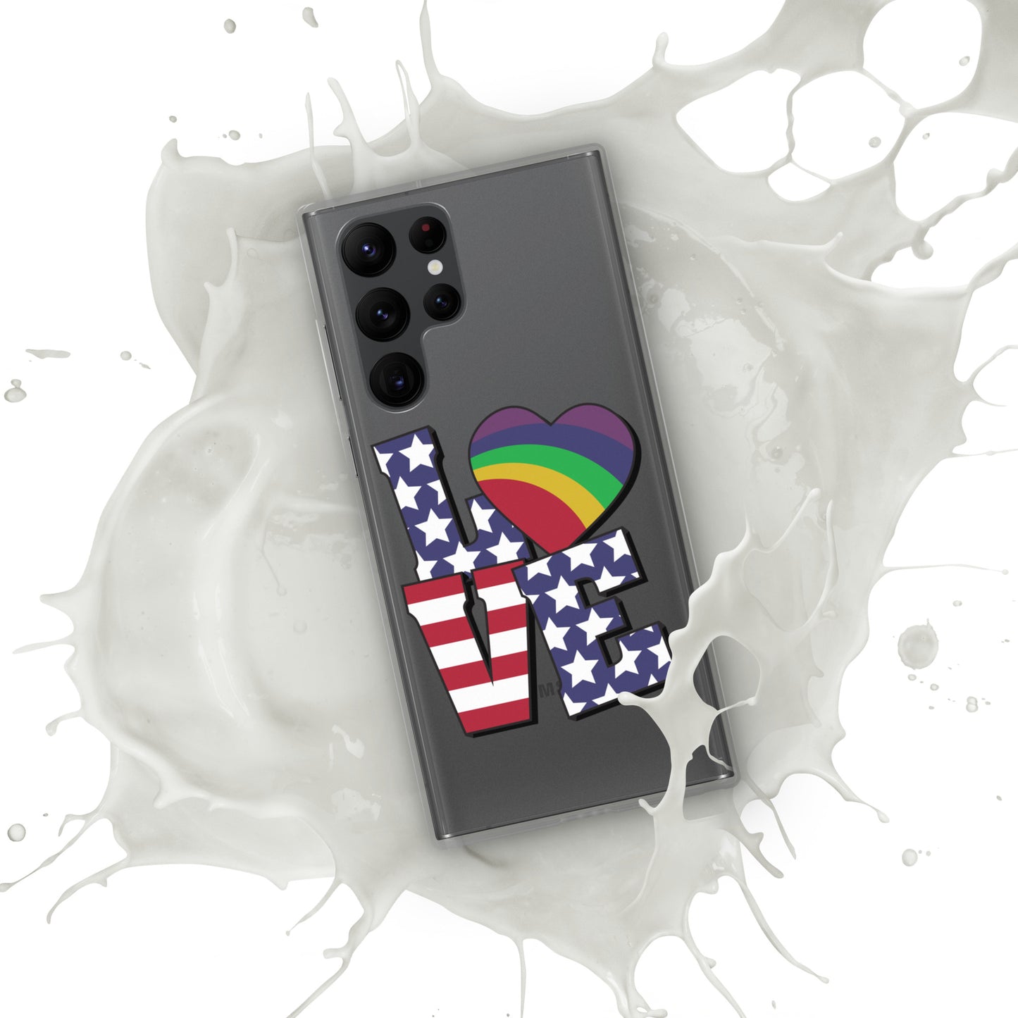 Old Glory Love with Rainbow Heart - Samsung® Phone Case - Supporting Equal Rights for All Americans Mobile Phone Cases Woke American Apparel Samsung Galaxy S22 Ultra