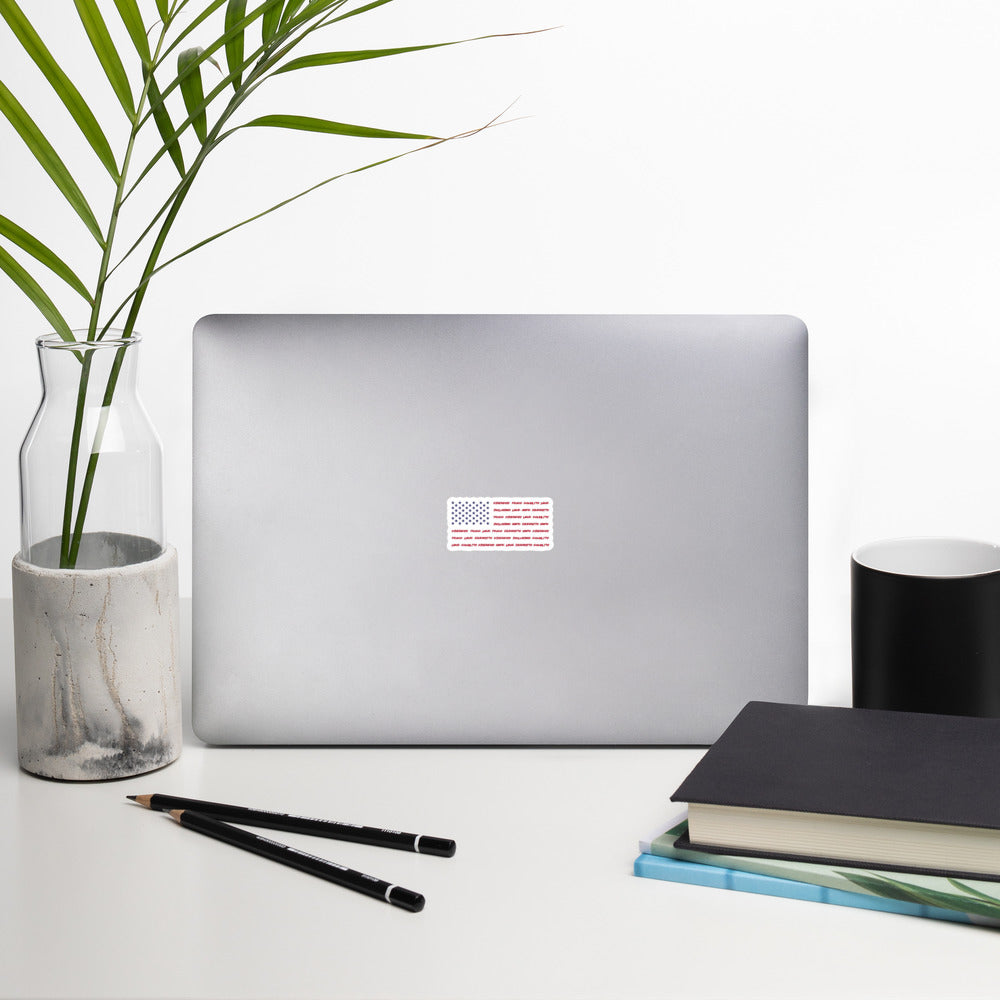 Flag Words of Kindness - Sticker - Supporting Equal Rights for All Americans Decorative Stickers Woke American Apparel