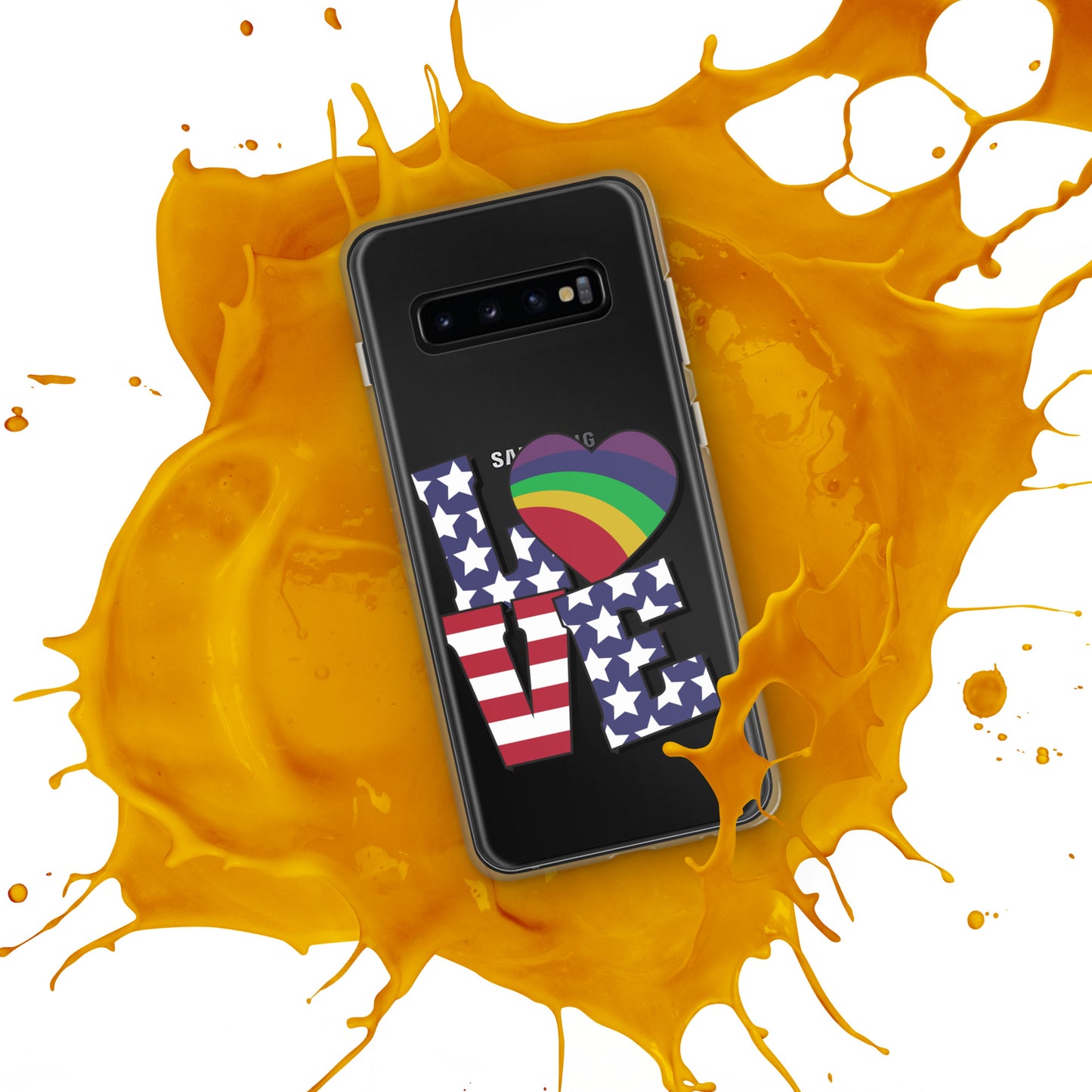 Old Glory Love with Rainbow Heart - Case for Samsung® Phones Mobile Phone Cases Woke American Apparel