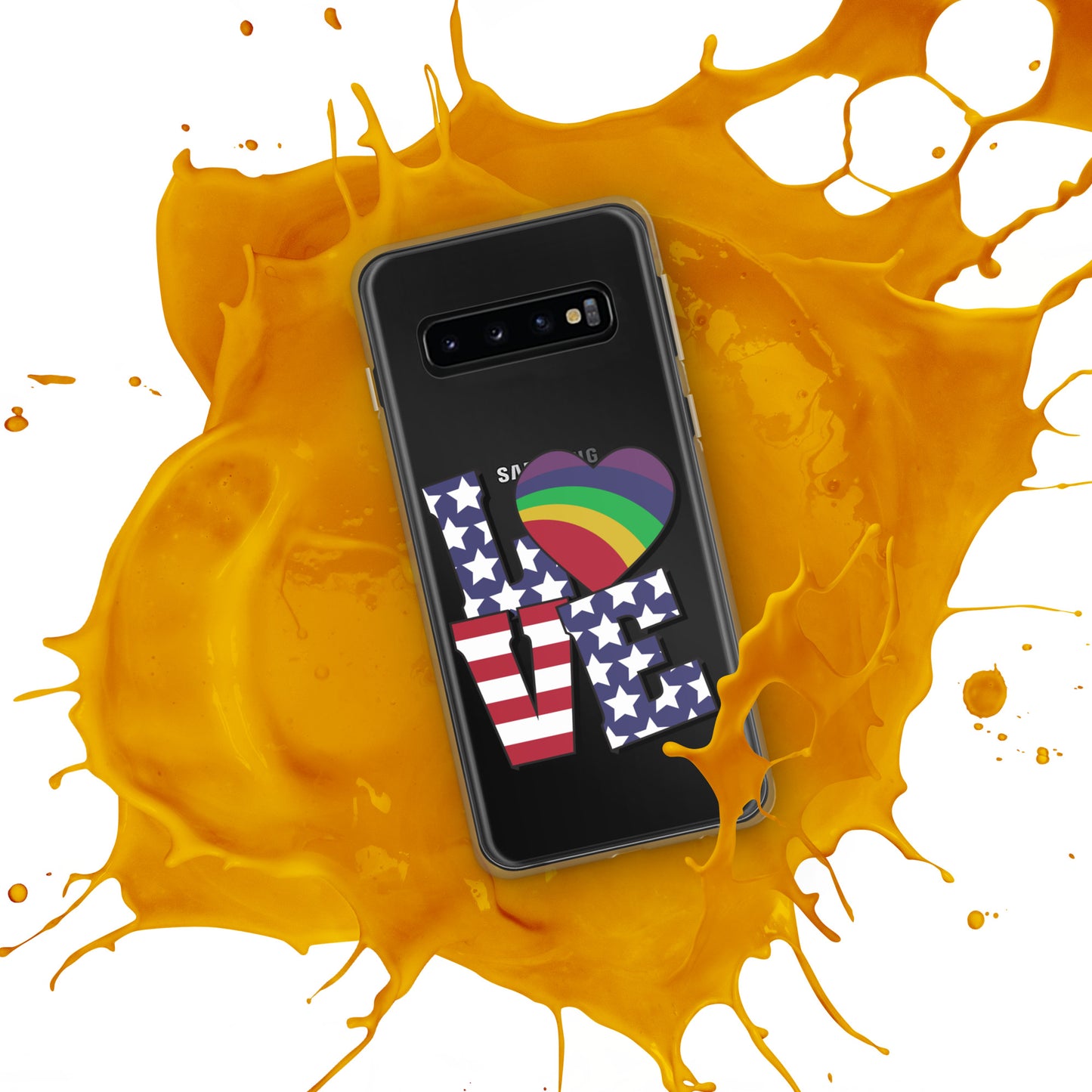 Old Glory Love with Rainbow Heart - Case for Samsung® Phones Mobile Phone Cases Woke American Apparel
