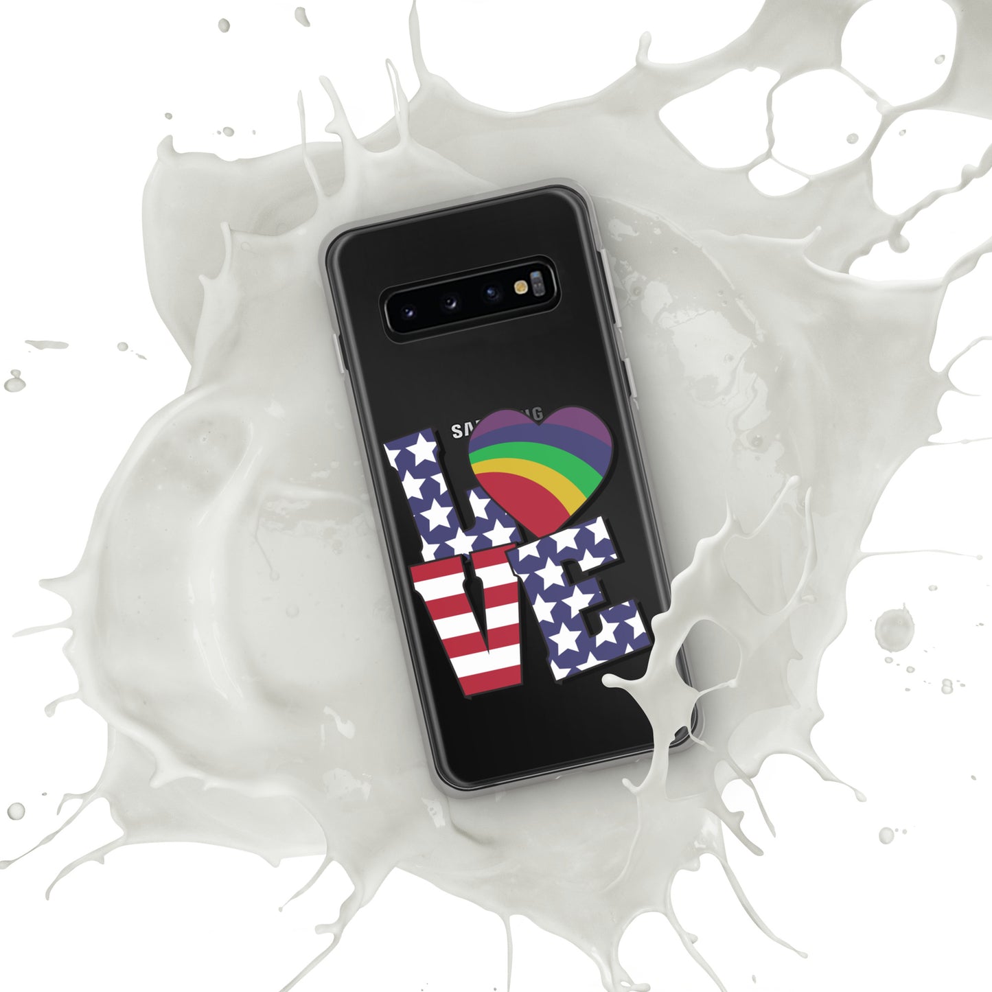 Old Glory Love with Rainbow Heart - Case for Samsung® Phones Mobile Phone Cases Woke American Apparel Samsung Galaxy S10