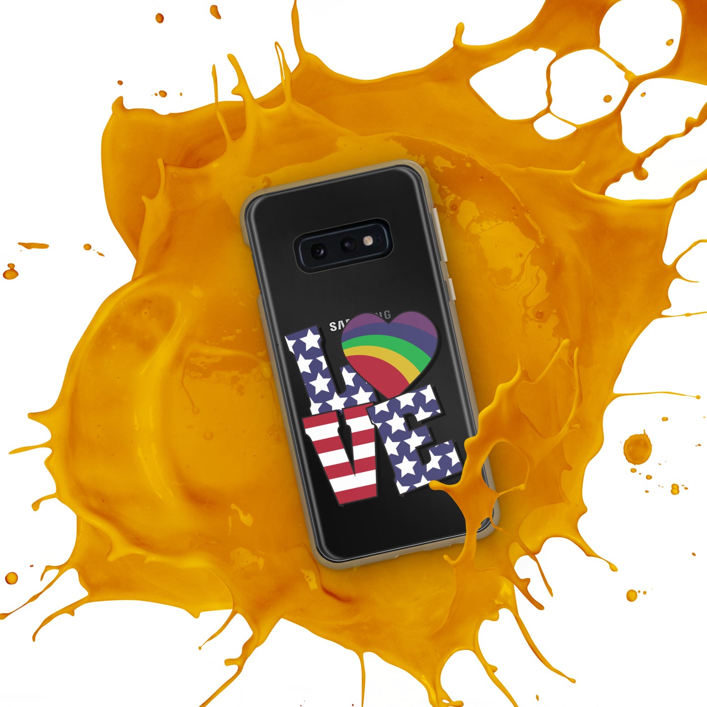 Old Glory Love with Rainbow Heart - Case for Samsung® Phones Mobile Phone Cases Woke American Apparel