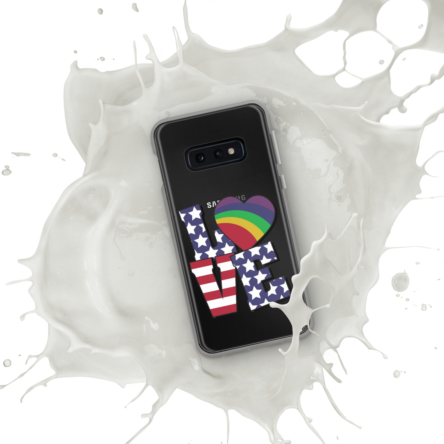 Old Glory Love with Rainbow Heart - Case for Samsung® Phones Mobile Phone Cases Woke American Apparel Samsung Galaxy S10e