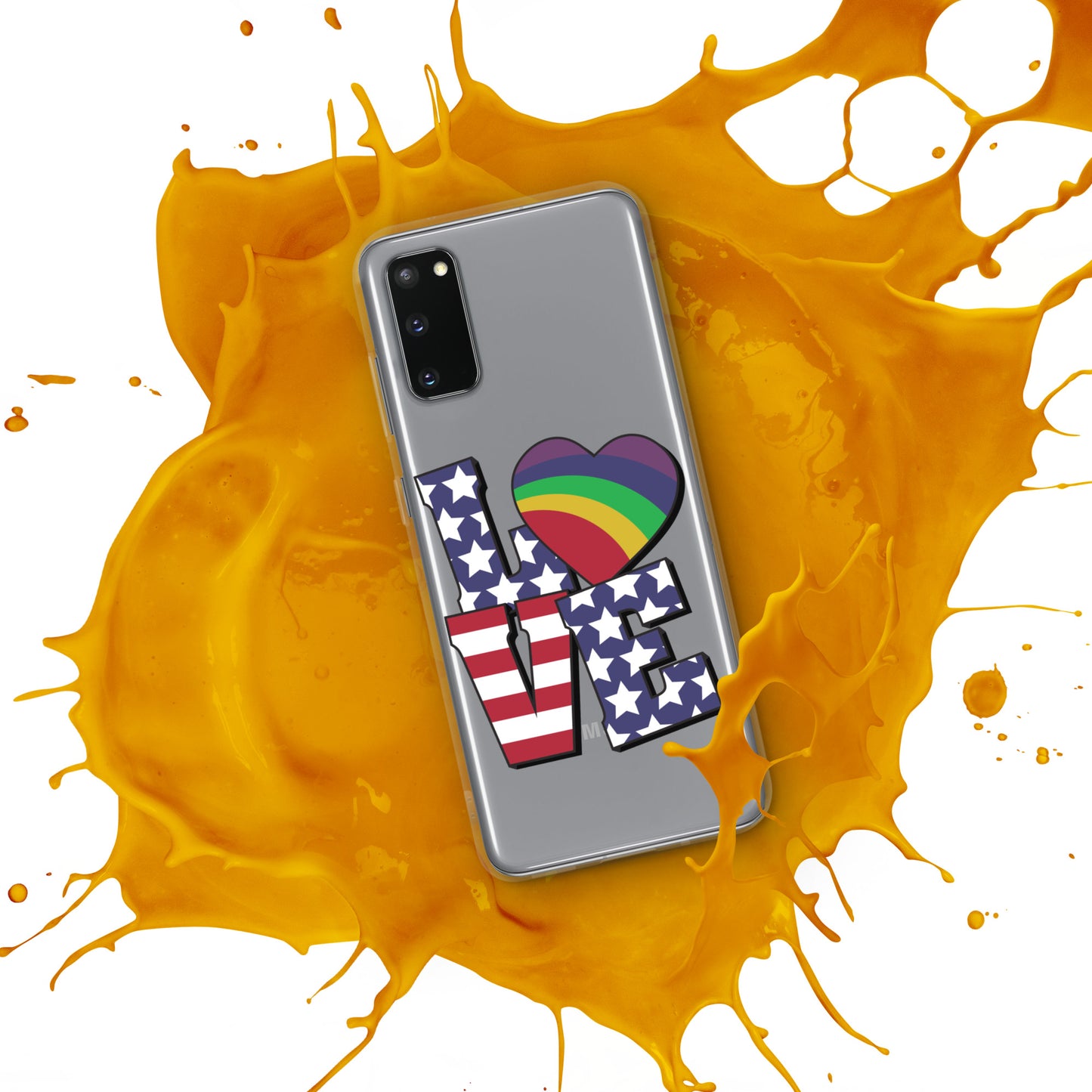 Old Glory Love with Rainbow Heart - Case for Samsung® Phones Mobile Phone Cases Woke American Apparel