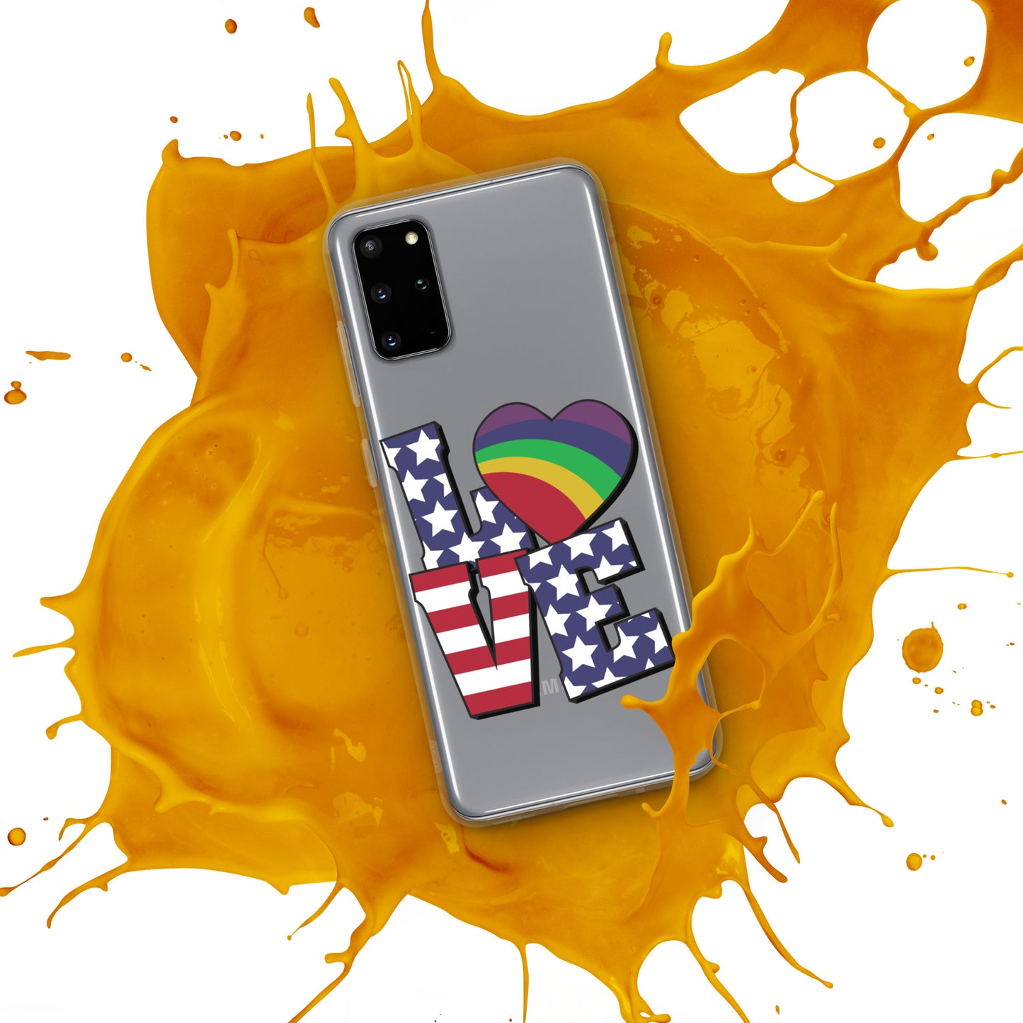 Old Glory Love with Rainbow Heart - Case for Samsung® Phones Mobile Phone Cases Woke American Apparel