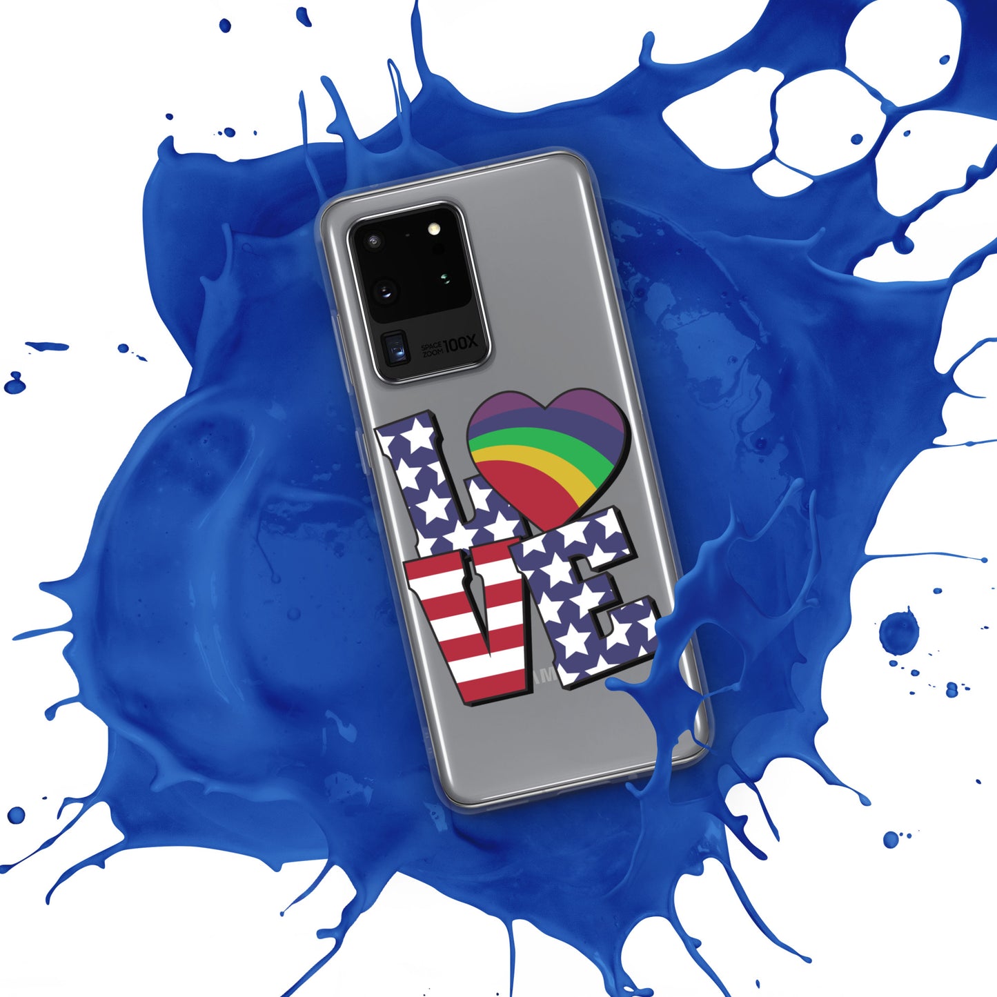 Old Glory Love with Rainbow Heart - Case for Samsung® Phones Mobile Phone Cases Woke American Apparel