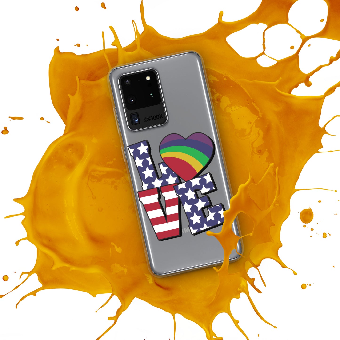 Old Glory Love with Rainbow Heart - Case for Samsung® Phones Mobile Phone Cases Woke American Apparel