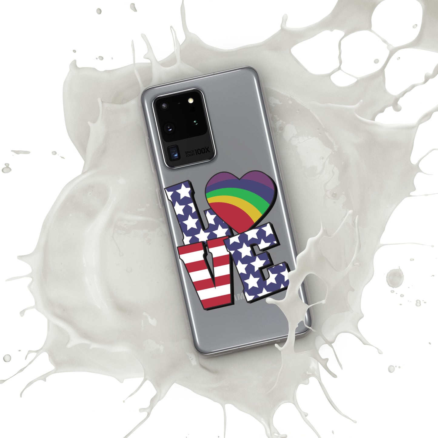 Old Glory Love with Rainbow Heart - Case for Samsung® Phones Mobile Phone Cases Woke American Apparel Samsung Galaxy S20 Ultra