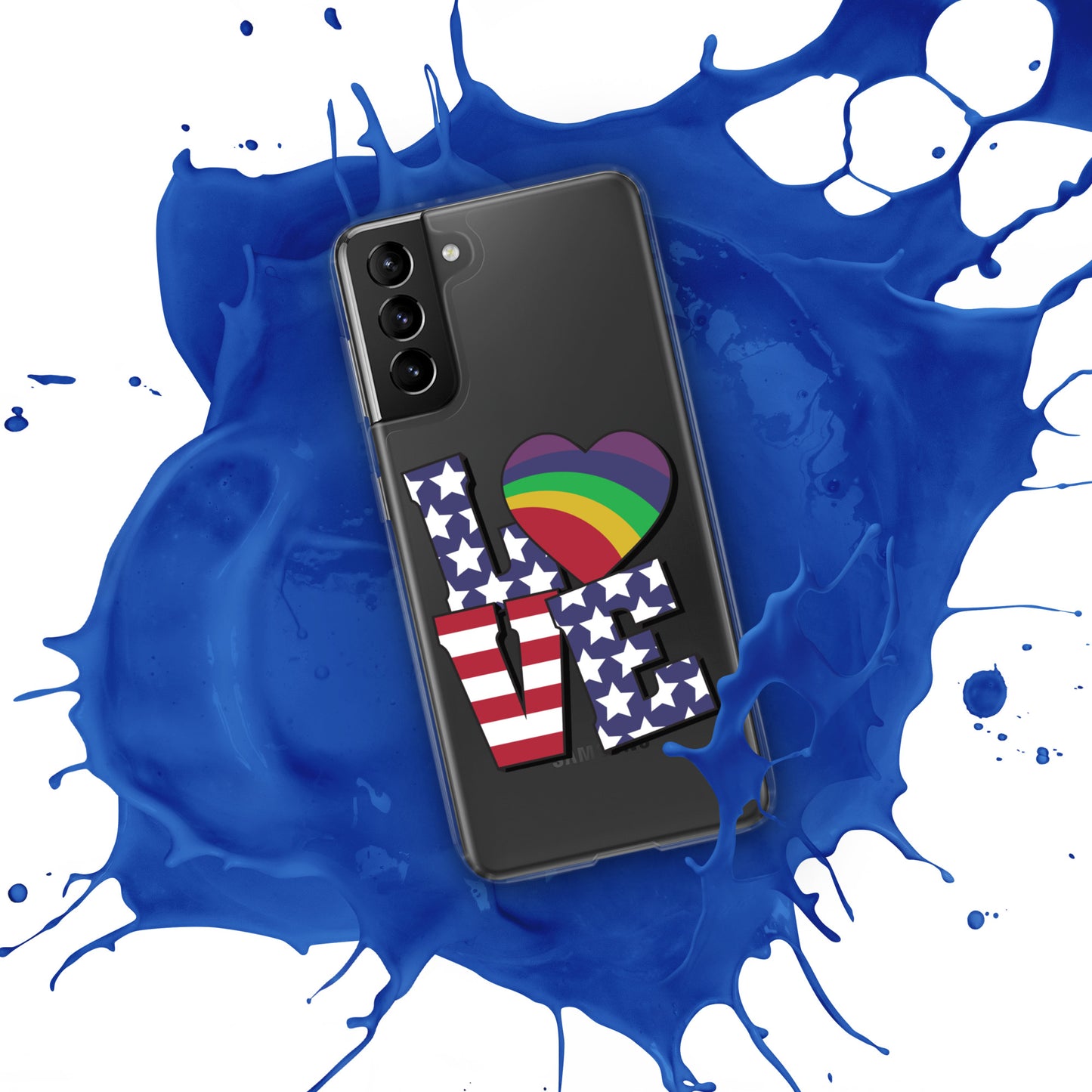 Old Glory Love with Rainbow Heart - Case for Samsung® Phones Mobile Phone Cases Woke American Apparel
