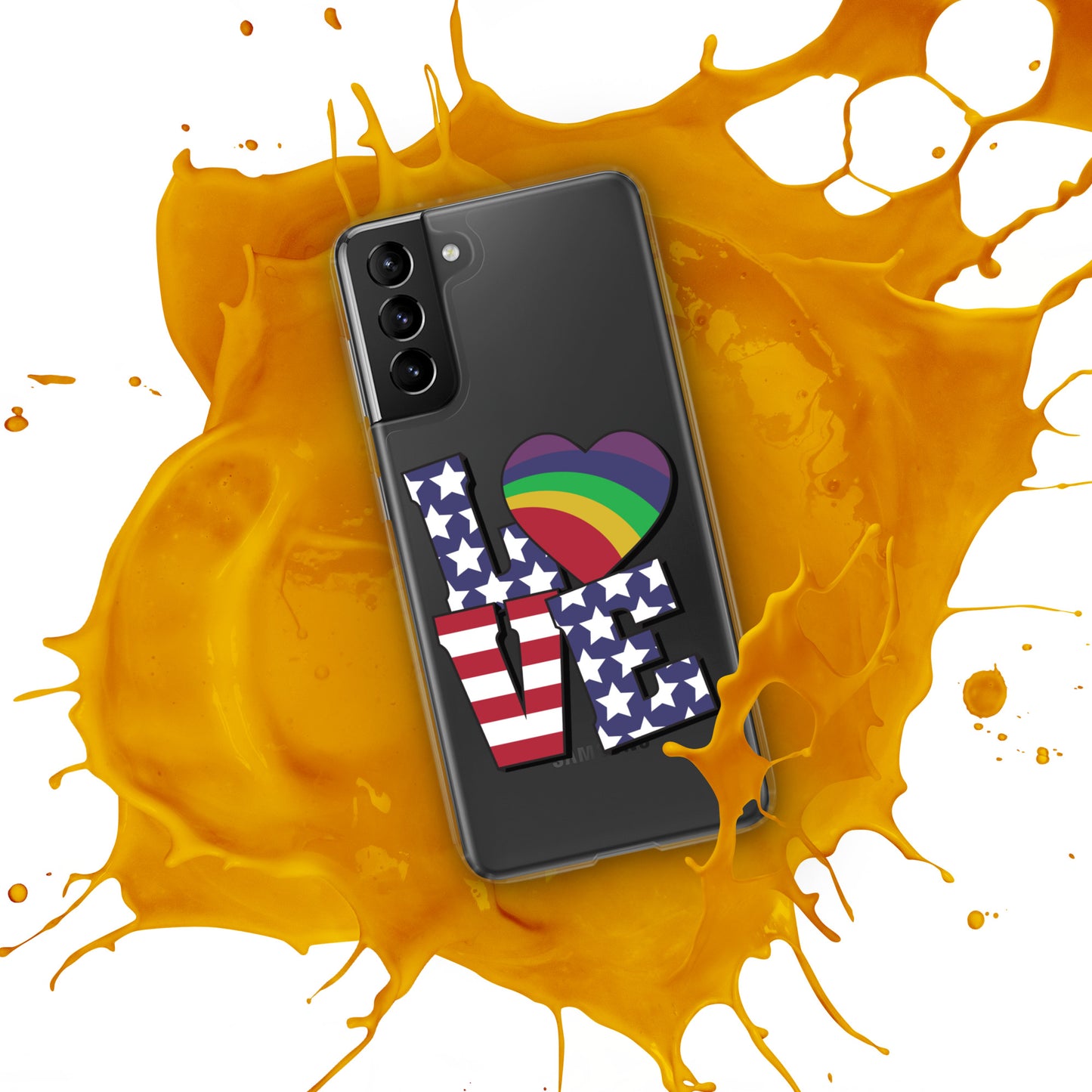 Old Glory Love with Rainbow Heart - Case for Samsung® Phones Mobile Phone Cases Woke American Apparel