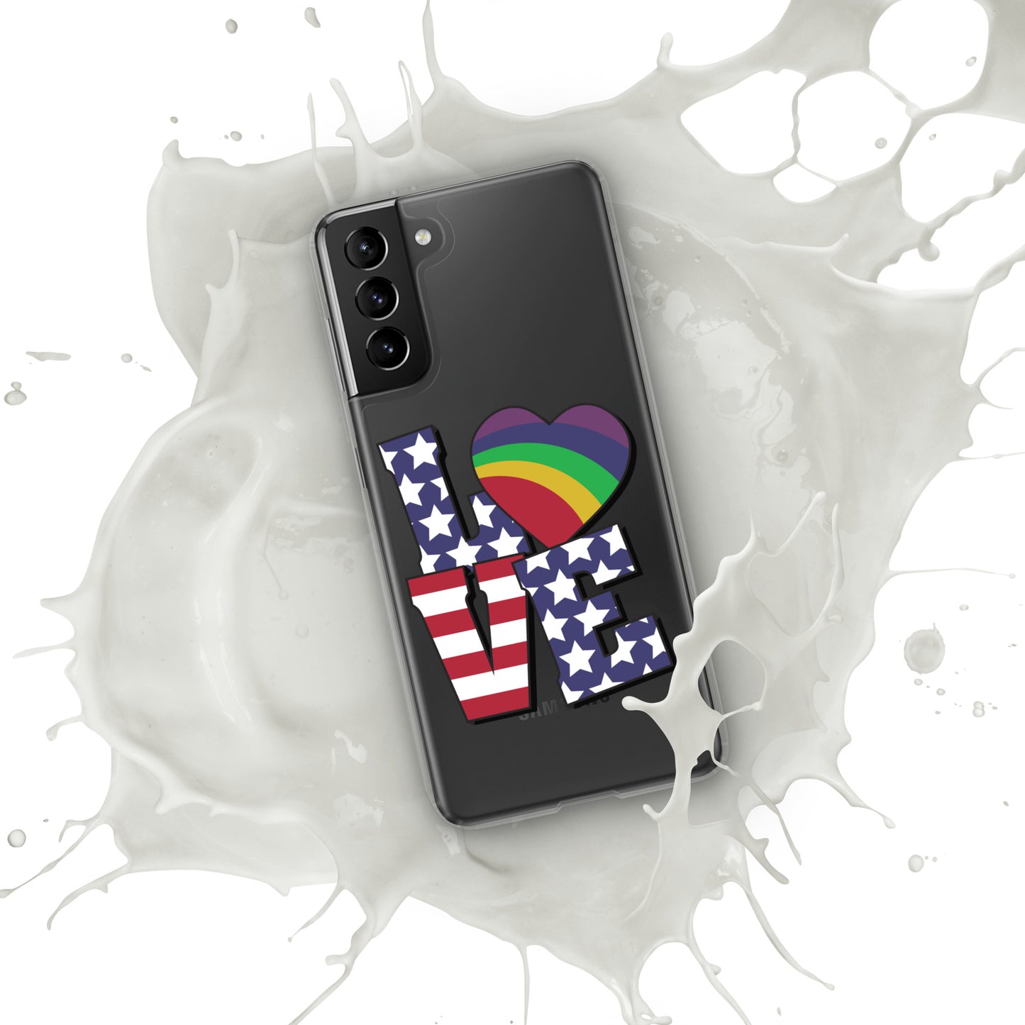 Old Glory Love with Rainbow Heart - Case for Samsung® Phones Mobile Phone Cases Woke American Apparel Samsung Galaxy S21 Plus