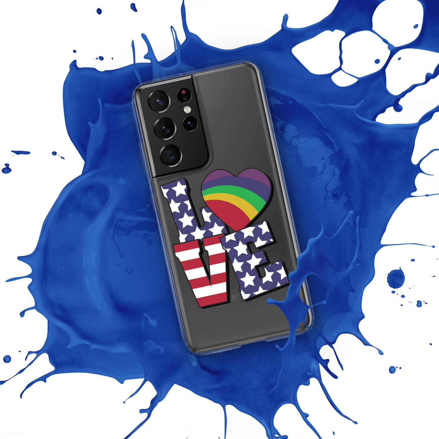 Old Glory Love with Rainbow Heart - Case for Samsung® Phones Mobile Phone Cases Woke American Apparel