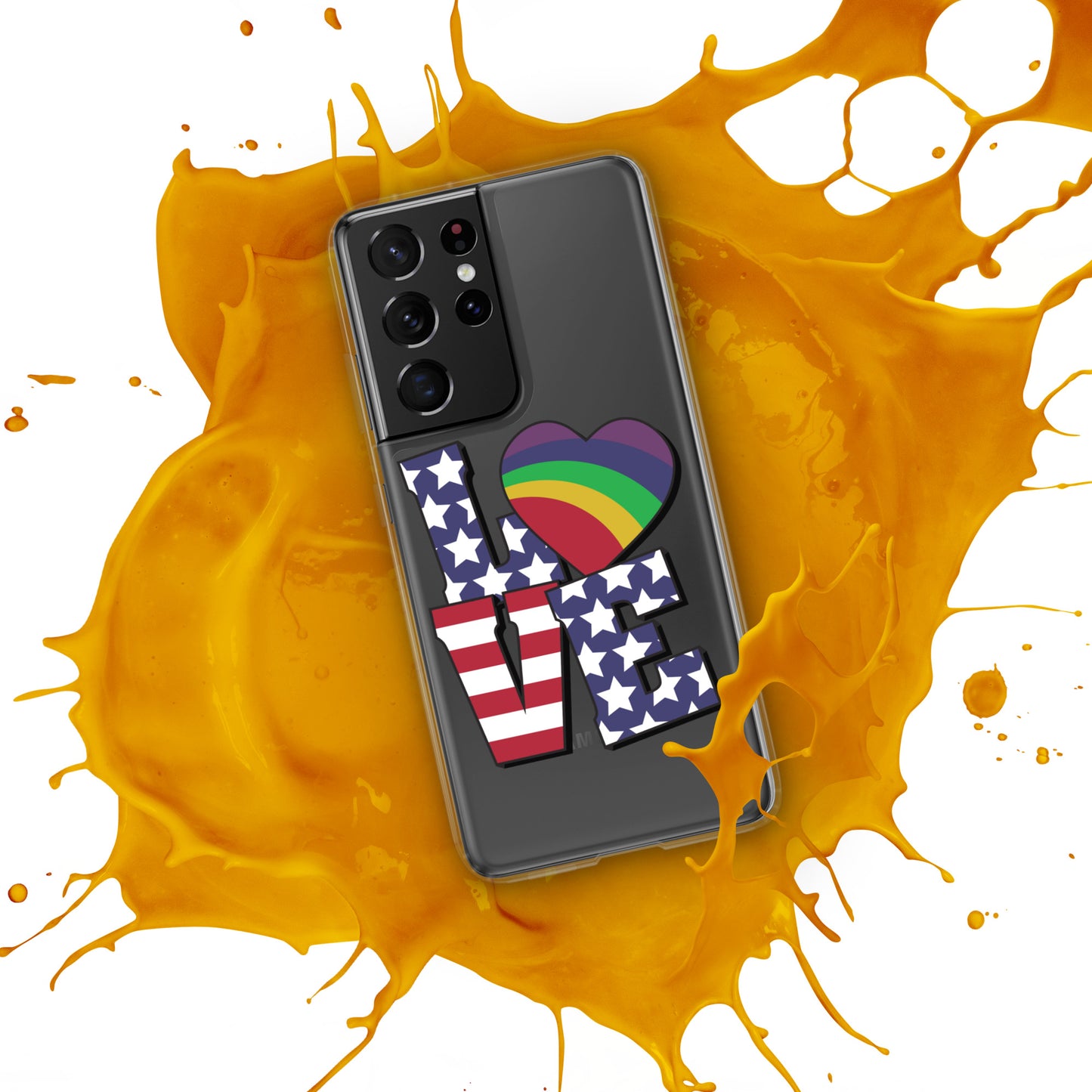 Old Glory Love with Rainbow Heart - Case for Samsung® Phones Mobile Phone Cases Woke American Apparel