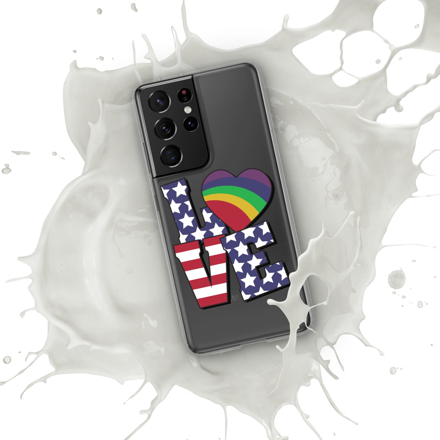 Old Glory Love with Rainbow Heart - Case for Samsung® Phones Mobile Phone Cases Woke American Apparel Samsung Galaxy S21 Ultra