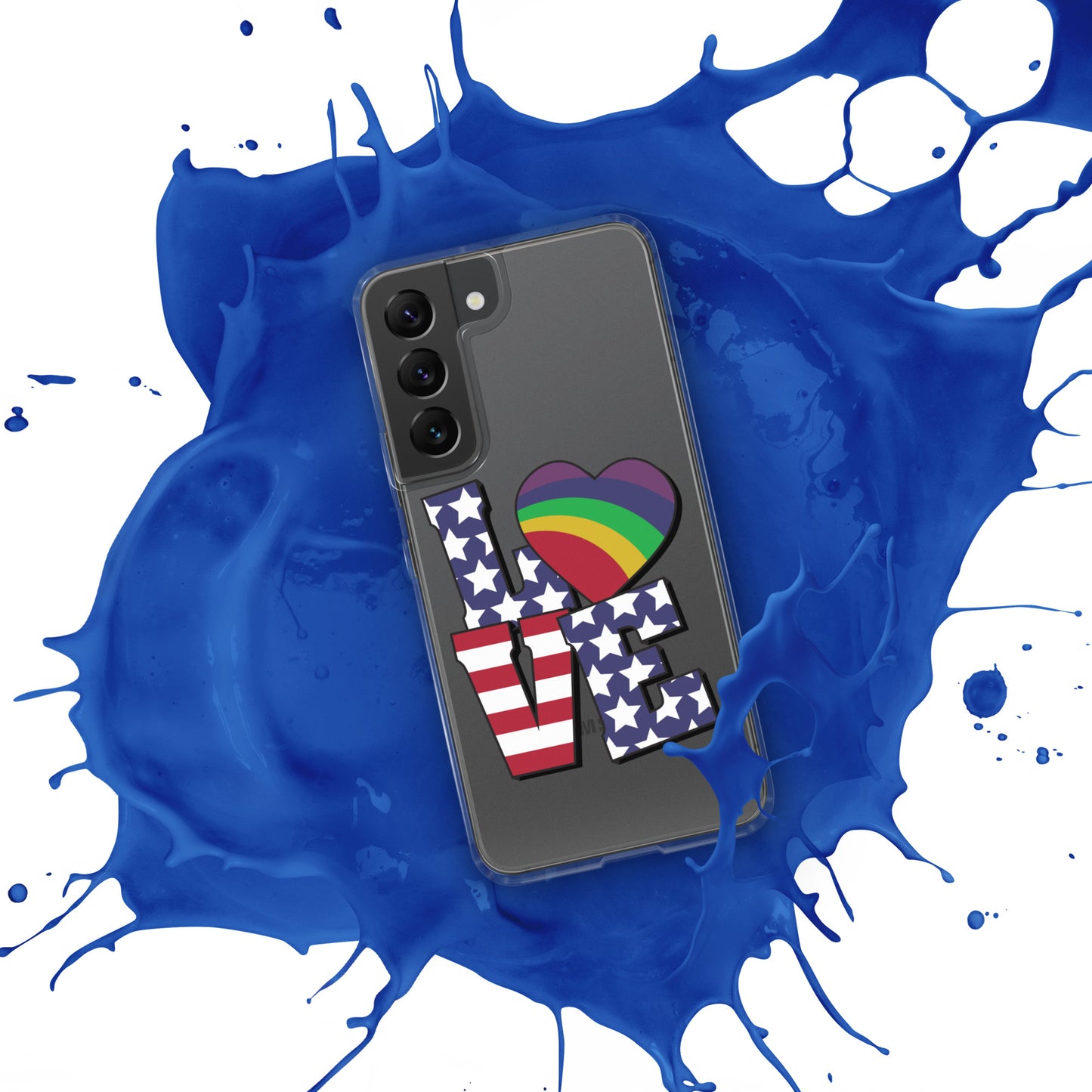 Old Glory Love with Rainbow Heart - Samsung® Phone Case - Supporting Equal Rights for All Americans Mobile Phone Cases Woke American Apparel