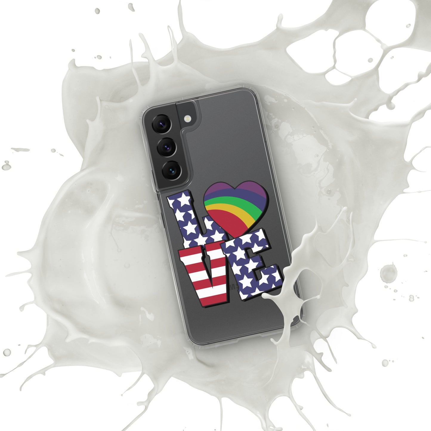Old Glory Love with Rainbow Heart - Case for Samsung® Phones Mobile Phone Cases Woke American Apparel Samsung Galaxy S22