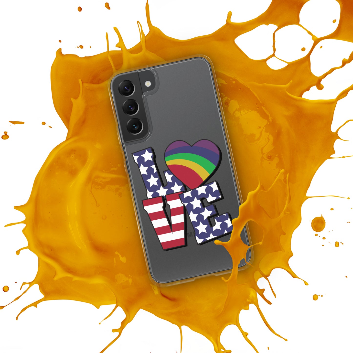 Old Glory Love with Rainbow Heart - Samsung® Phone Case - Supporting Equal Rights for All Americans Mobile Phone Cases Woke American Apparel