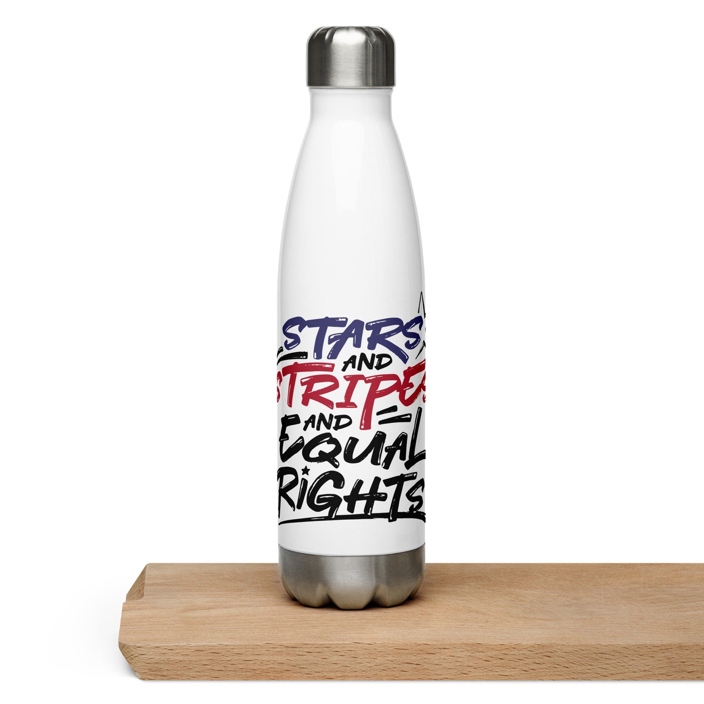 Stars and Stripes and Equal Rights - Stainless Steel Water Bottle - Supporting Black Lives Matter and Equal Rights for All Americans Water Bottles Woke American Apparel Default Title