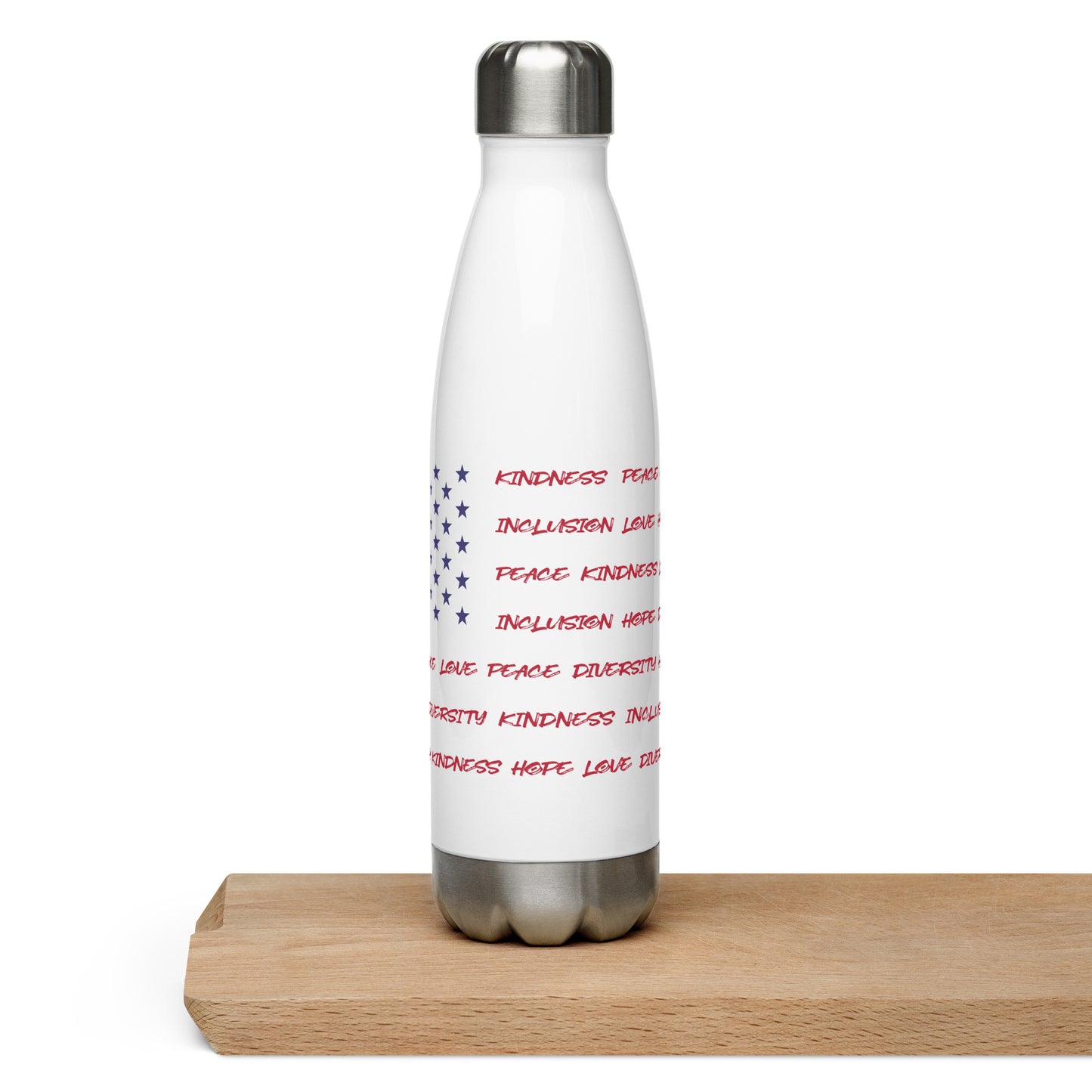 Flag Words of Kindness - Stainless Steel Water Bottle - Supporting Equal Rights for All Americans Water Bottles Woke American Apparel Default Title