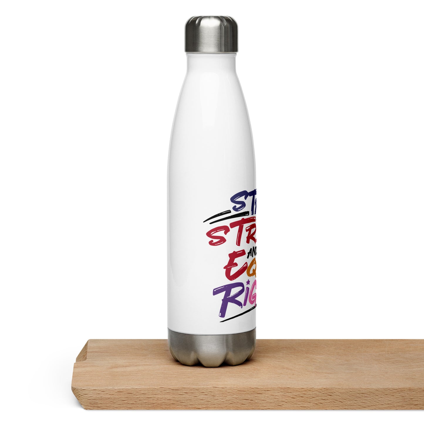 Stars and Stripes and Equal Rights (Rainbow Letters) - Stainless Steel Water Bottle - Supporting Equal Rights for All Americans Water Bottles Woke American Apparel
