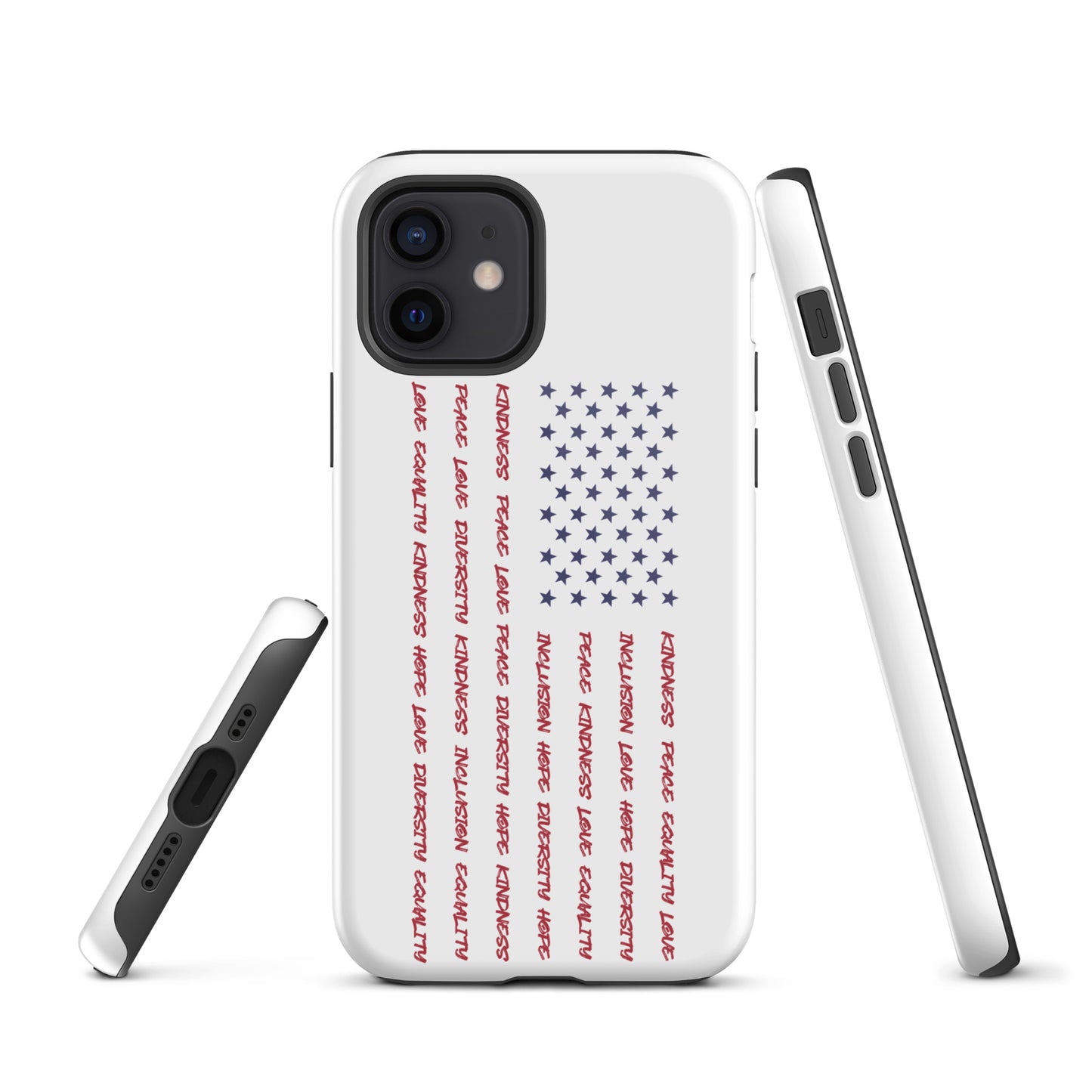 Flag Words of Kindness - iPhone® Case - Supporting Equal Rights for All Americans Mobile Phone Cases Woke American Apparel iPhone 12