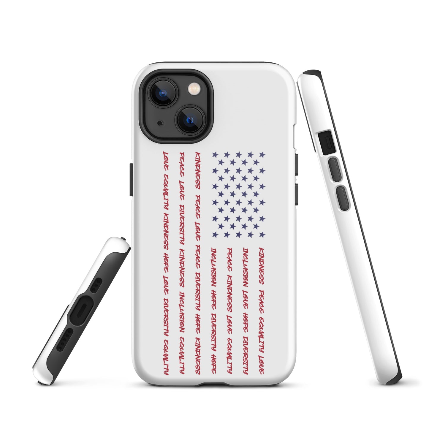 Flag Words of Kindness - iPhone® Case - Supporting Equal Rights for All Americans Mobile Phone Cases Woke American Apparel iPhone 13