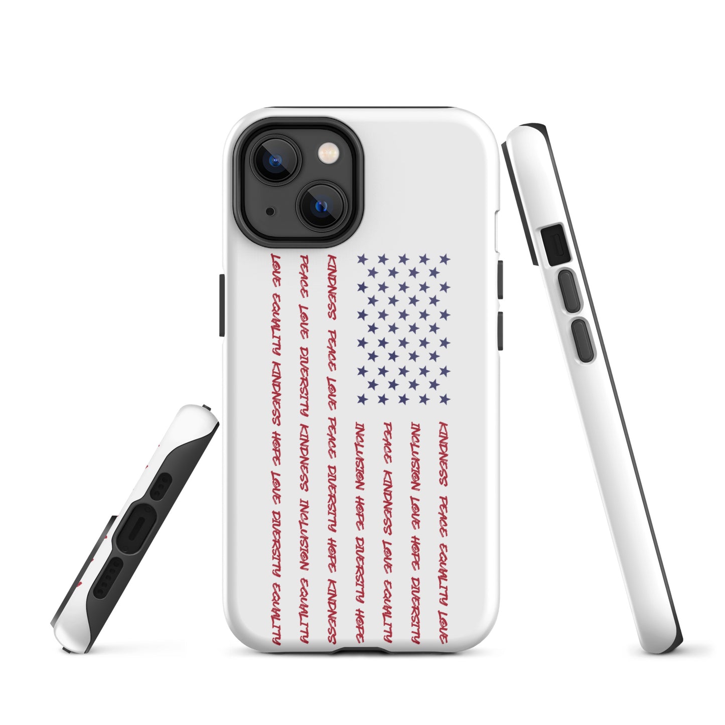 Flag Words of Kindness - iPhone® Case - Supporting Equal Rights for All Americans Mobile Phone Cases Woke American Apparel iPhone 14