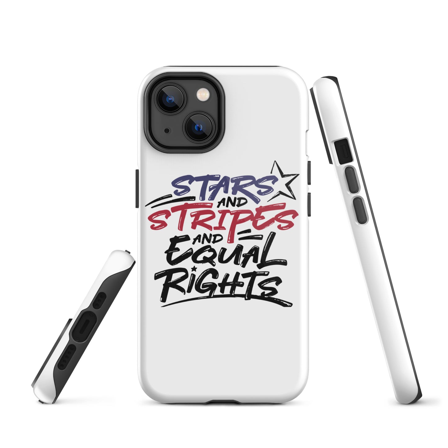 Stars and Stripes and Equal Rights - iPhone® Case - Supporting Black Lives Matter and Equal Rights for All Americans Mobile Phone Cases Woke American Apparel iPhone 14