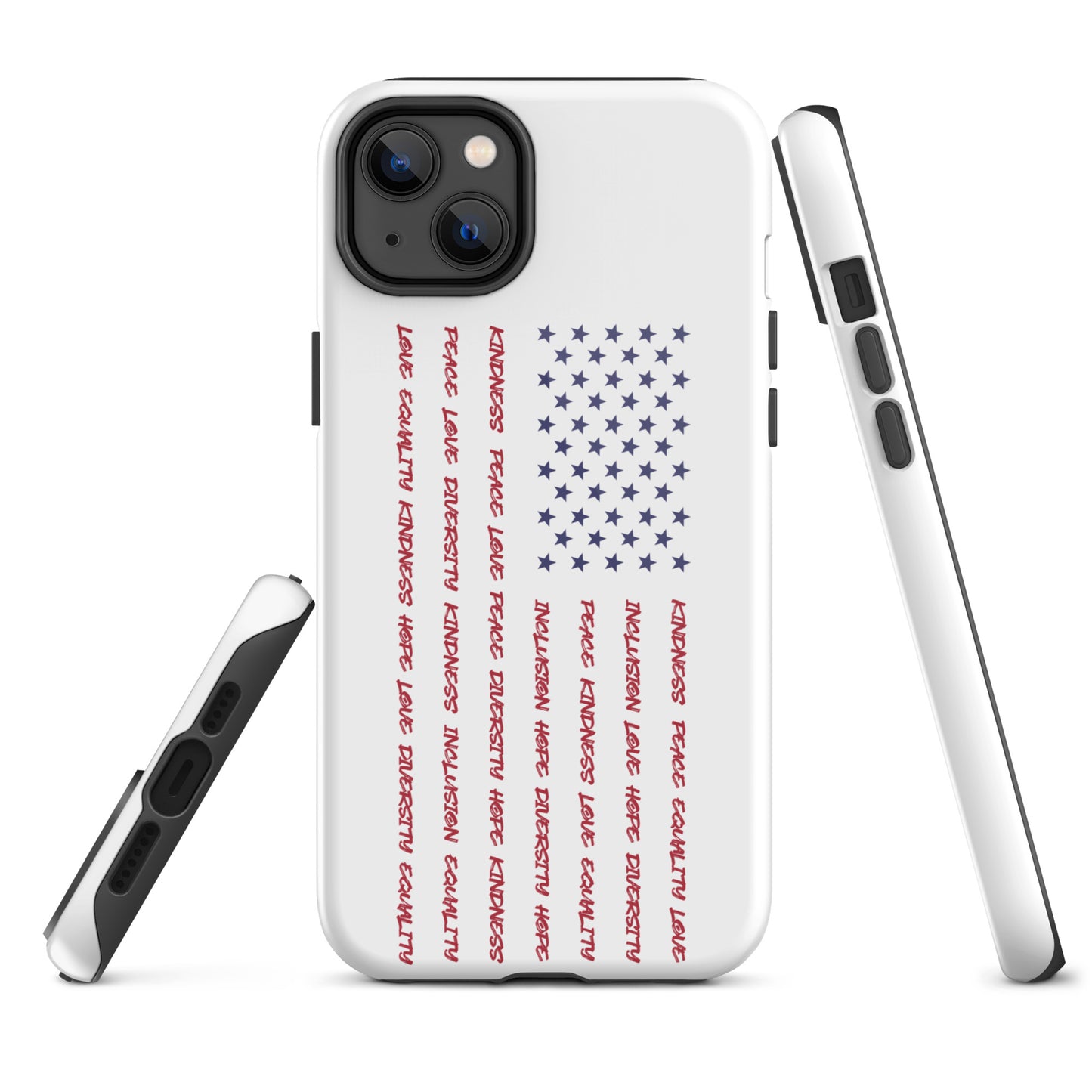 Flag Words of Kindness - iPhone® Case - Supporting Equal Rights for All Americans Mobile Phone Cases Woke American Apparel iPhone 14 Plus