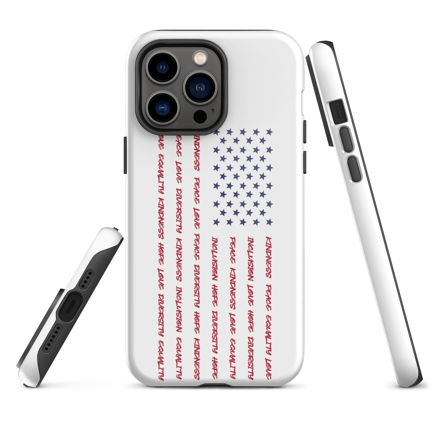 Flag Words of Kindness - iPhone® Case - Supporting Equal Rights for All Americans Mobile Phone Cases Woke American Apparel iPhone 14 Pro Max