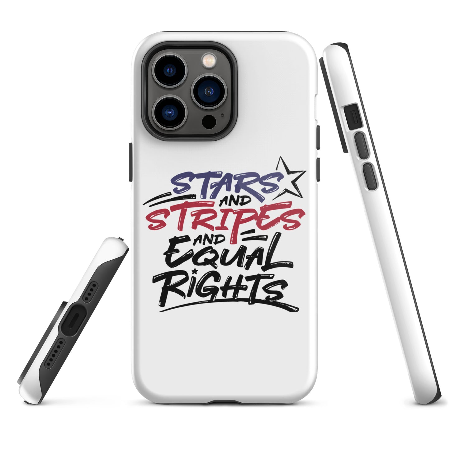 Stars and Stripes and Equal Rights - iPhone® Case - Supporting Black Lives Matter and Equal Rights for All Americans Mobile Phone Cases Woke American Apparel iPhone 14 Pro Max