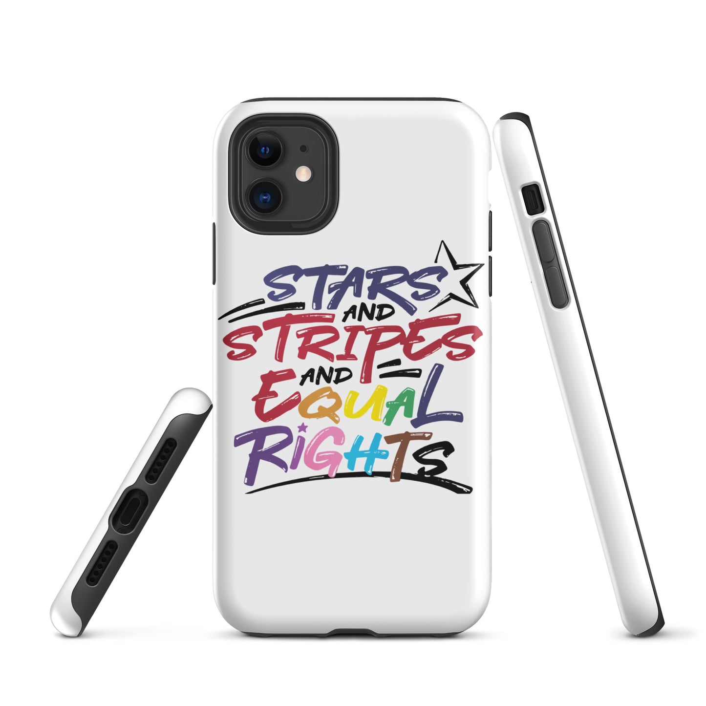 Stars and Stripes and Equal Rights (Rainbow Letters) - iPhone® Case - Supporting Equal Rights for All Americans Mobile Phone Cases Woke American Apparel iPhone 11