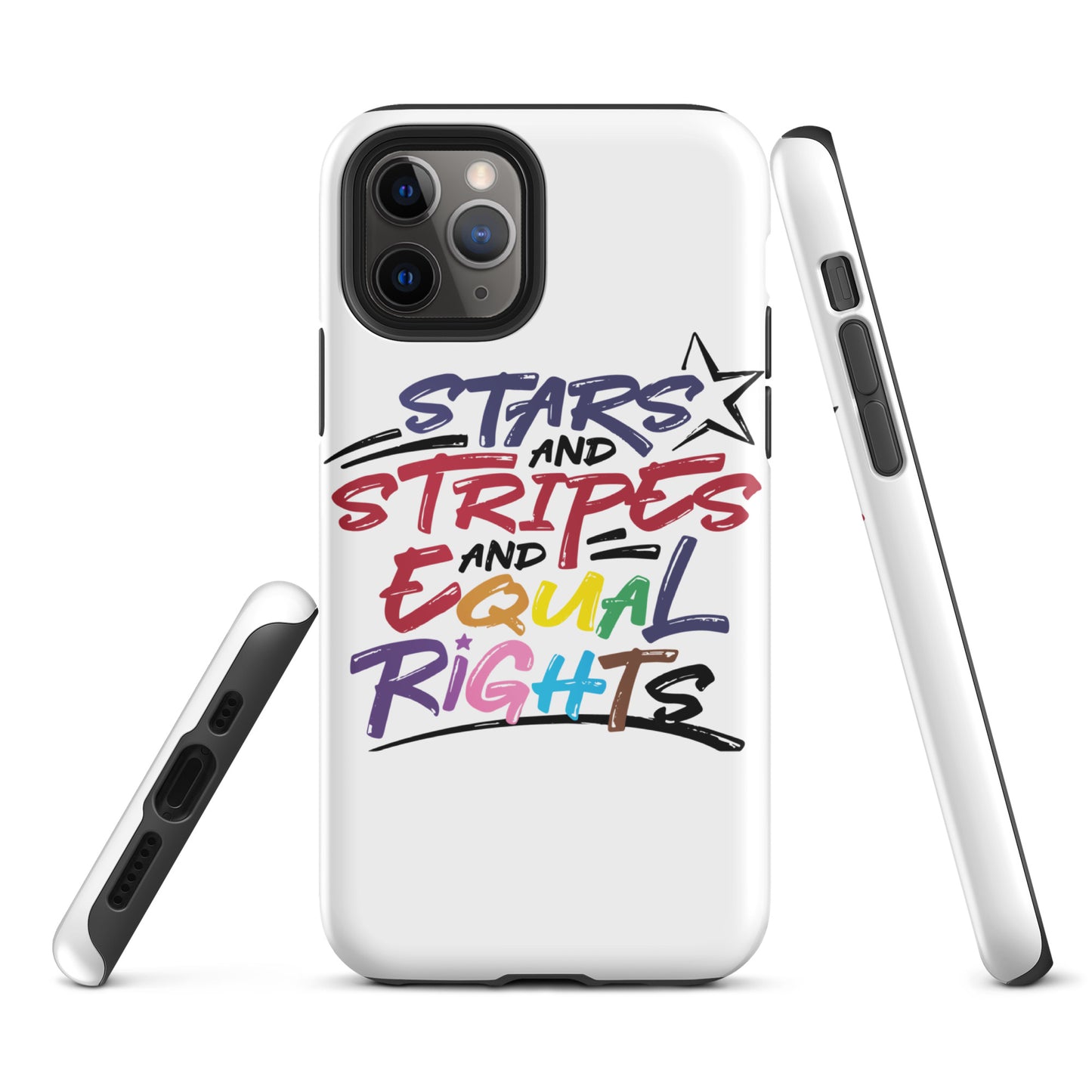 Stars and Stripes and Equal Rights (Rainbow Letters) - iPhone® Case - Supporting Equal Rights for All Americans Mobile Phone Cases Woke American Apparel iPhone 11 Pro