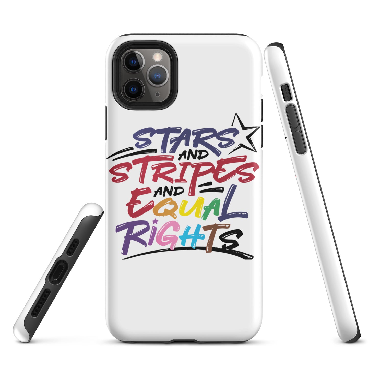 Stars and Stripes and Equal Rights (Rainbow Letters) - iPhone® Case - Supporting Equal Rights for All Americans Mobile Phone Cases Woke American Apparel iPhone 11 Pro Max
