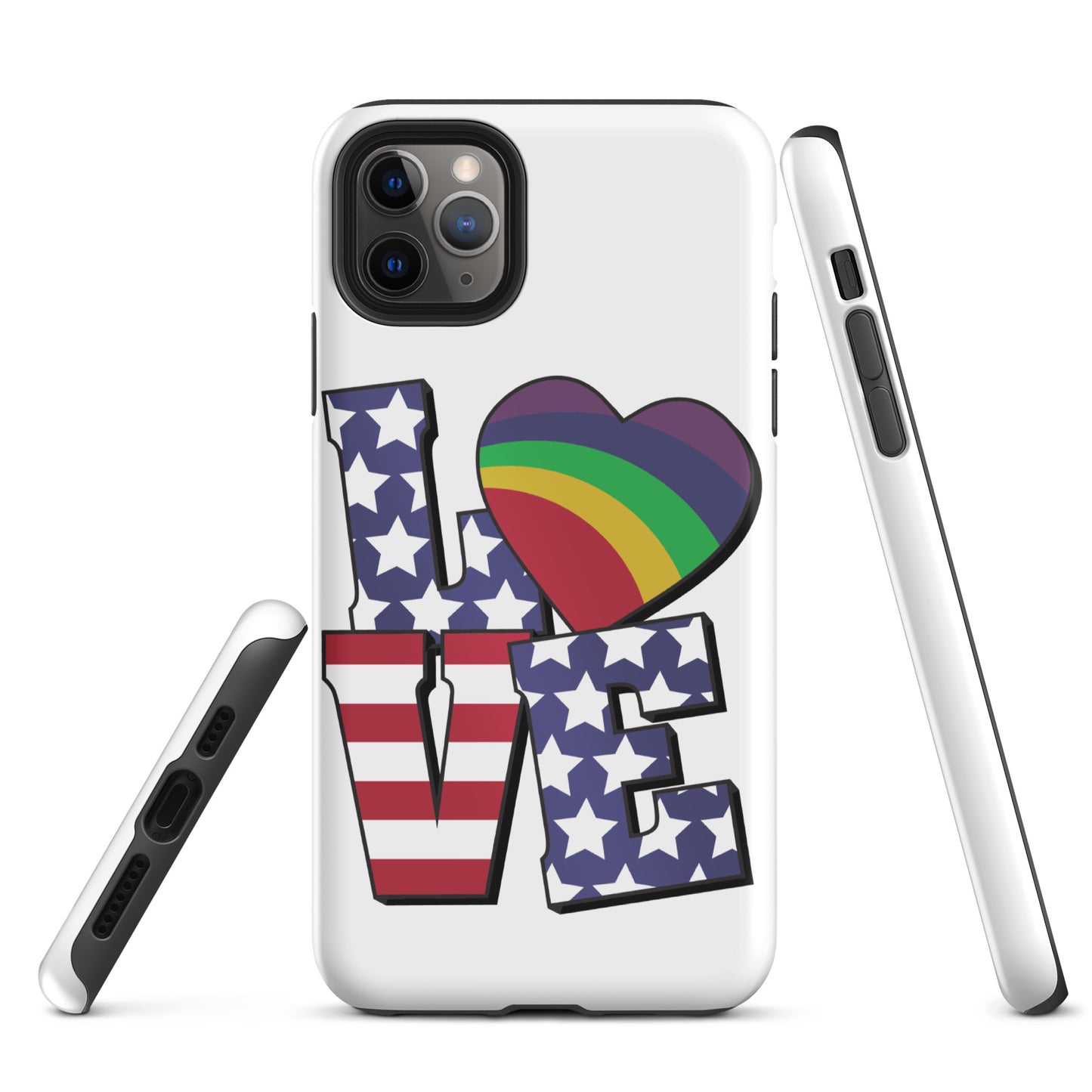 Old Glory Love with Rainbow Heart - iPhone® Case - Supporting Equal Rights for All Americans Mobile Phone Cases Woke American Apparel iPhone 11 Pro Max
