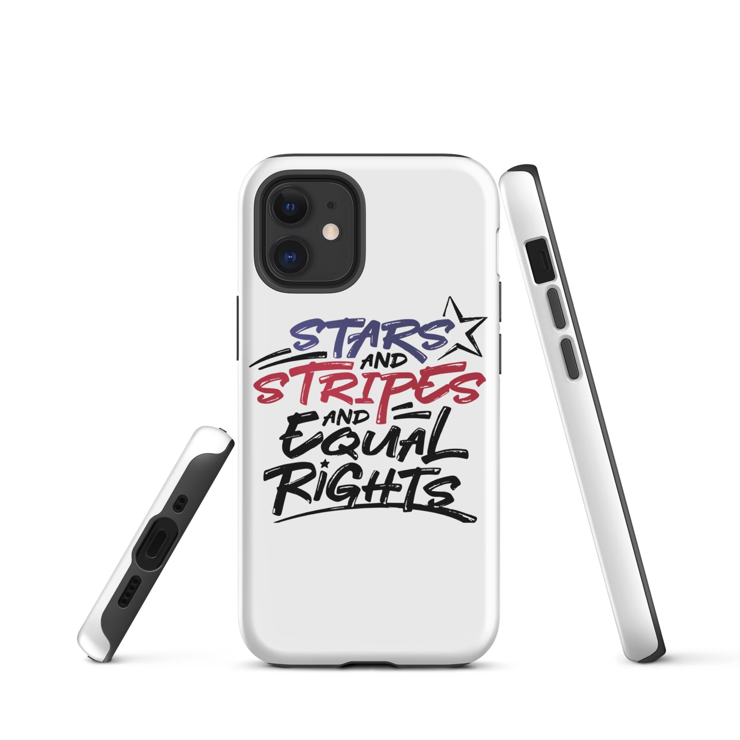 Stars and Stripes and Equal Rights - iPhone® Case - Supporting Black Lives Matter and Equal Rights for All Americans Mobile Phone Cases Woke American Apparel iPhone 12 mini