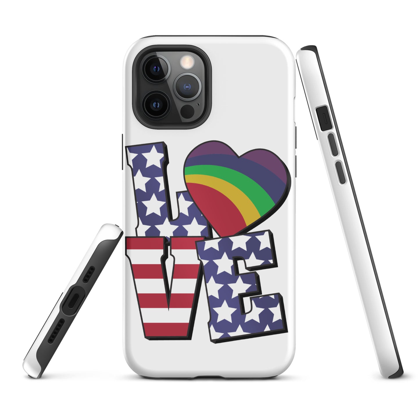 Old Glory Love with Rainbow Heart - iPhone® Case - Supporting Equal Rights for All Americans Mobile Phone Cases Woke American Apparel iPhone 12 Pro Max