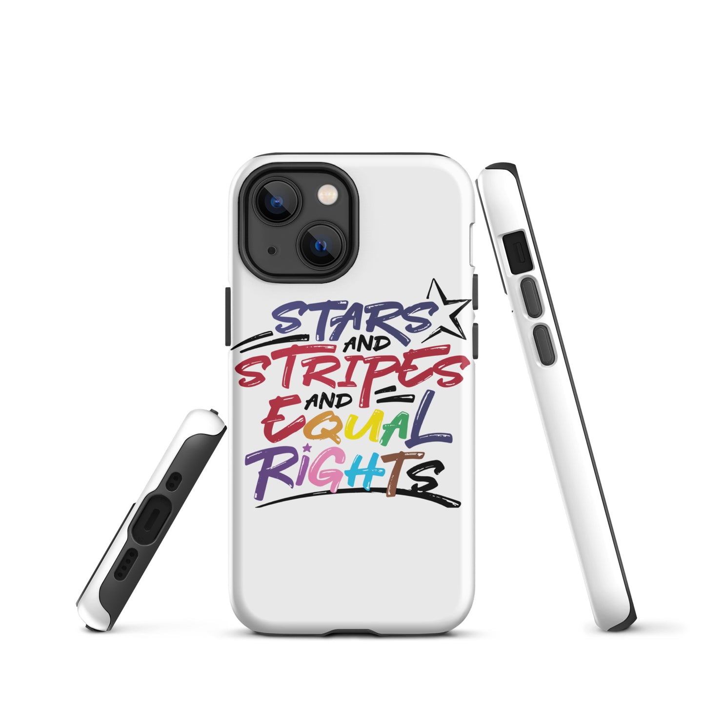 Stars and Stripes and Equal Rights (Rainbow Letters) - iPhone® Case - Supporting Equal Rights for All Americans Mobile Phone Cases Woke American Apparel iPhone 13 mini