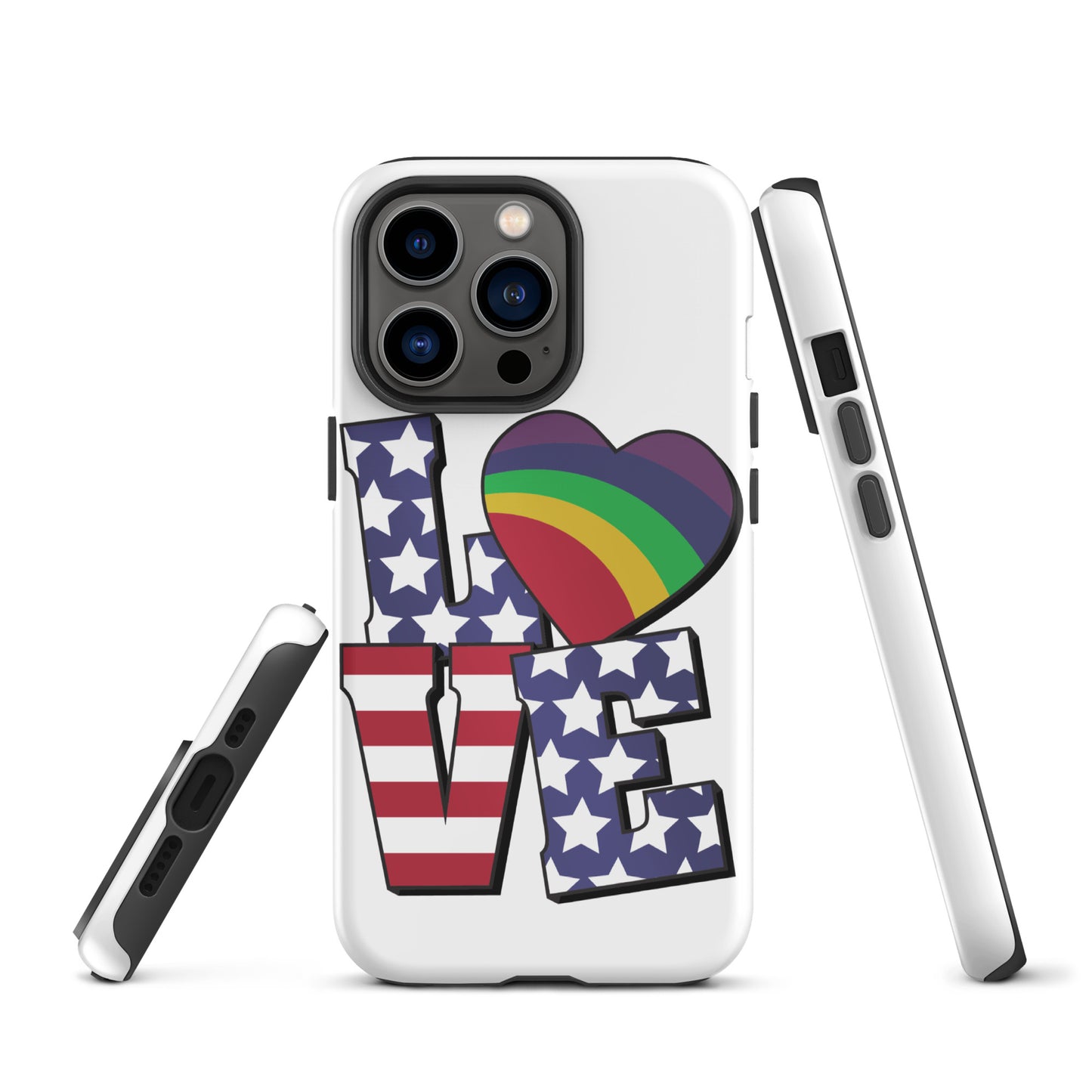 Old Glory Love with Rainbow Heart - iPhone® Case - Supporting Equal Rights for All Americans Mobile Phone Cases Woke American Apparel iPhone 13 Pro