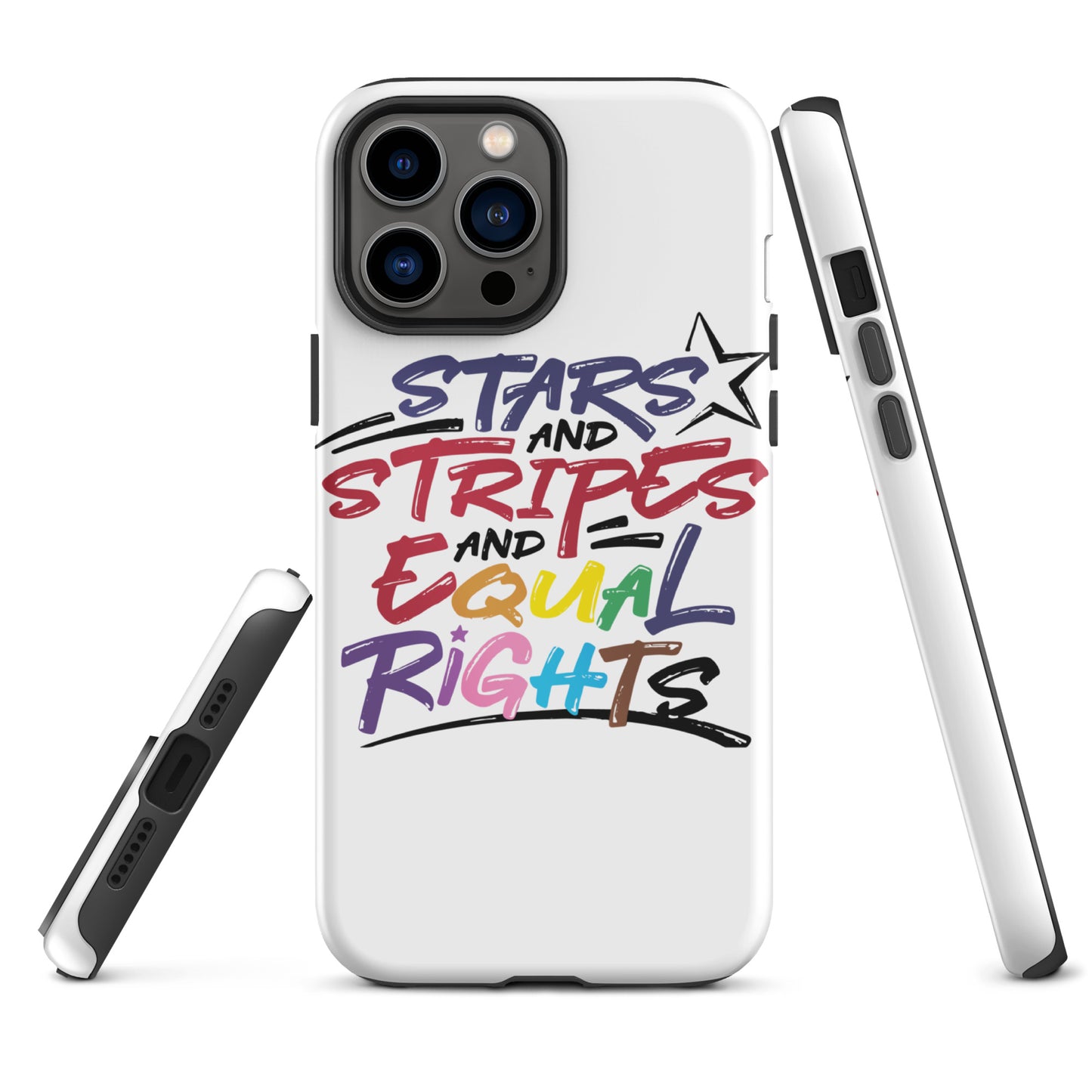 Stars and Stripes and Equal Rights (Rainbow Letters) - iPhone® Case - Supporting Equal Rights for All Americans Mobile Phone Cases Woke American Apparel iPhone 13 Pro Max