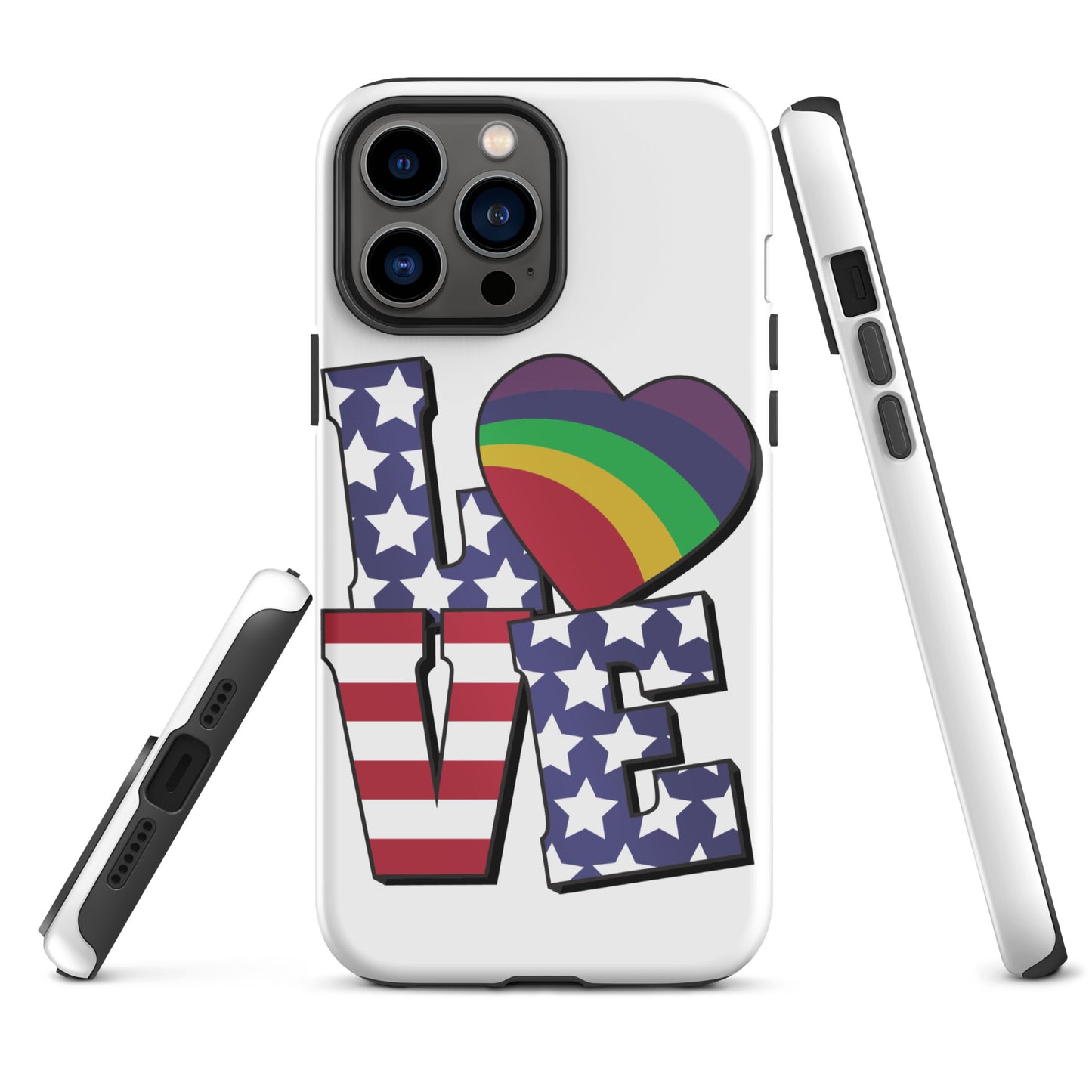 Old Glory Love with Rainbow Heart - iPhone® Case - Supporting Equal Rights for All Americans Mobile Phone Cases Woke American Apparel iPhone 13 Pro Max