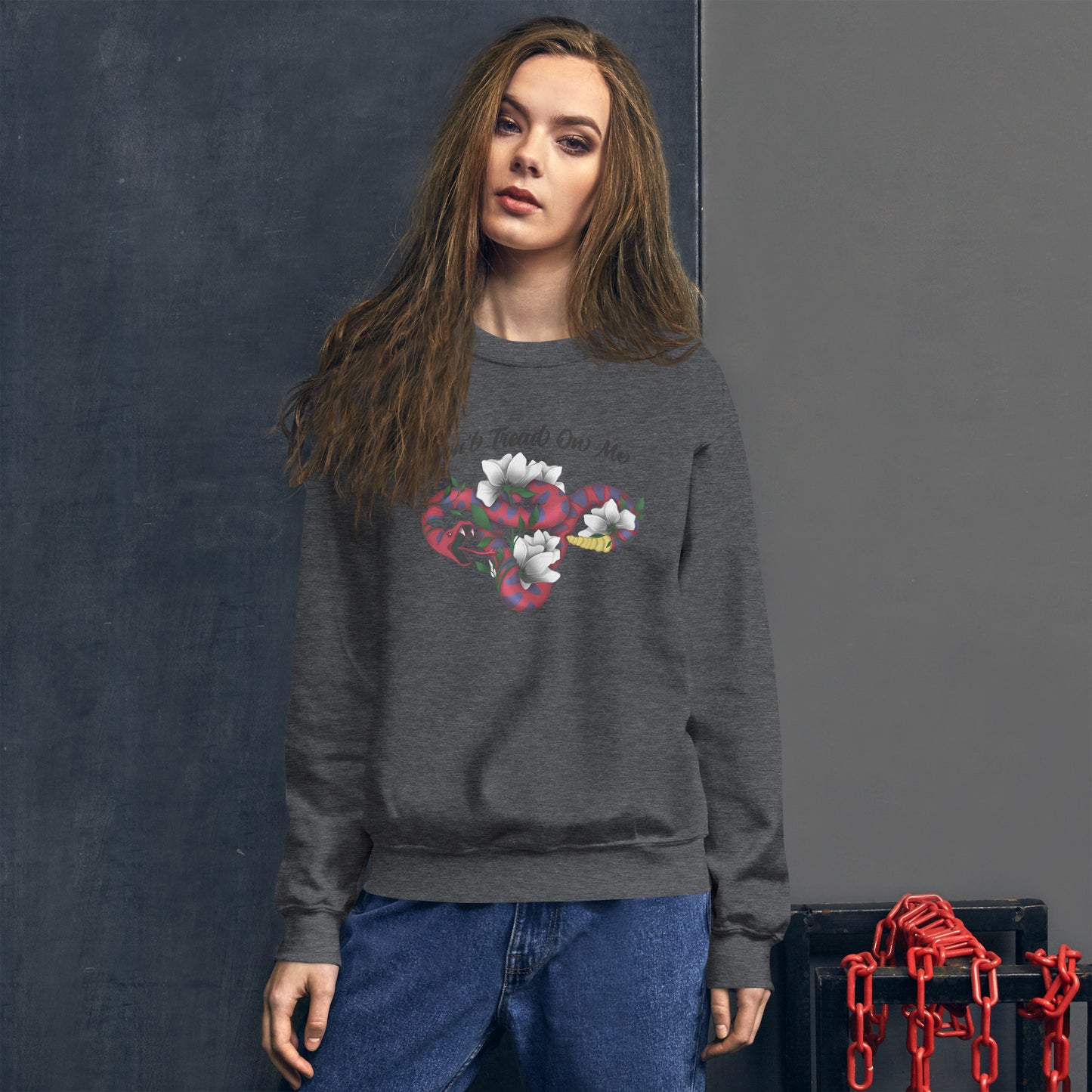 Don't Tread On Me - Sweatshirt - Supporting Women's Rights Shirts & Tops Woke American Apparel Dark Heather S