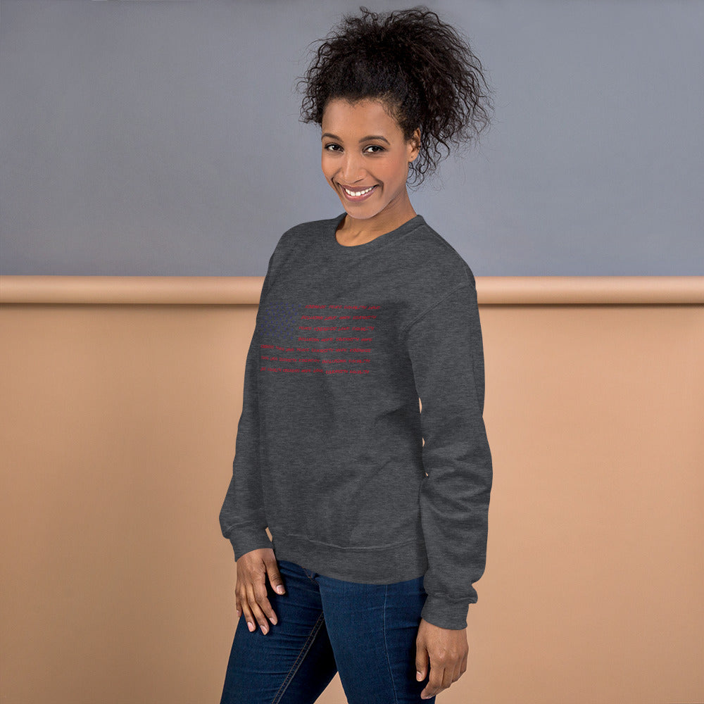 Flag Words of Kindness - Unisex Sweatshirt - Supporting Equal Rights for All Americans Shirts & Tops Woke American Apparel