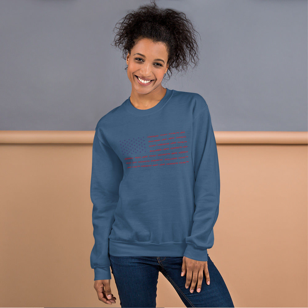 Flag Words of Kindness - Unisex Sweatshirt - Supporting Equal Rights for All Americans Shirts & Tops Woke American Apparel Indigo Blue S
